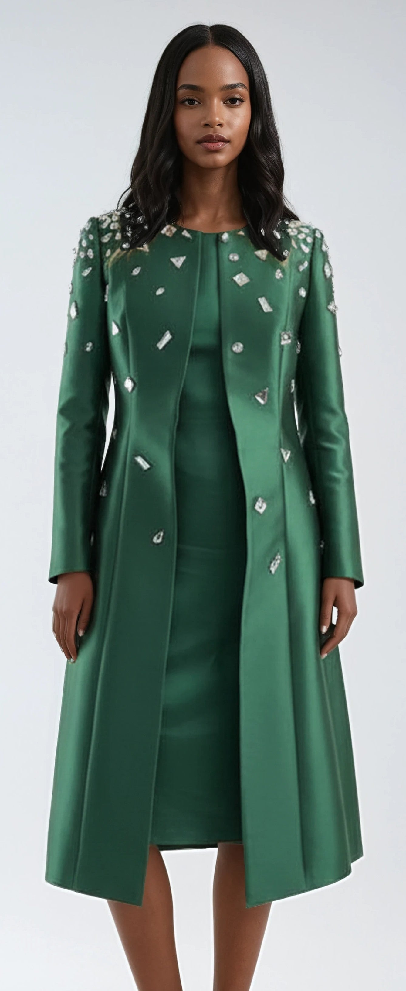 Embellished Church Jacket Dress Set - 41034