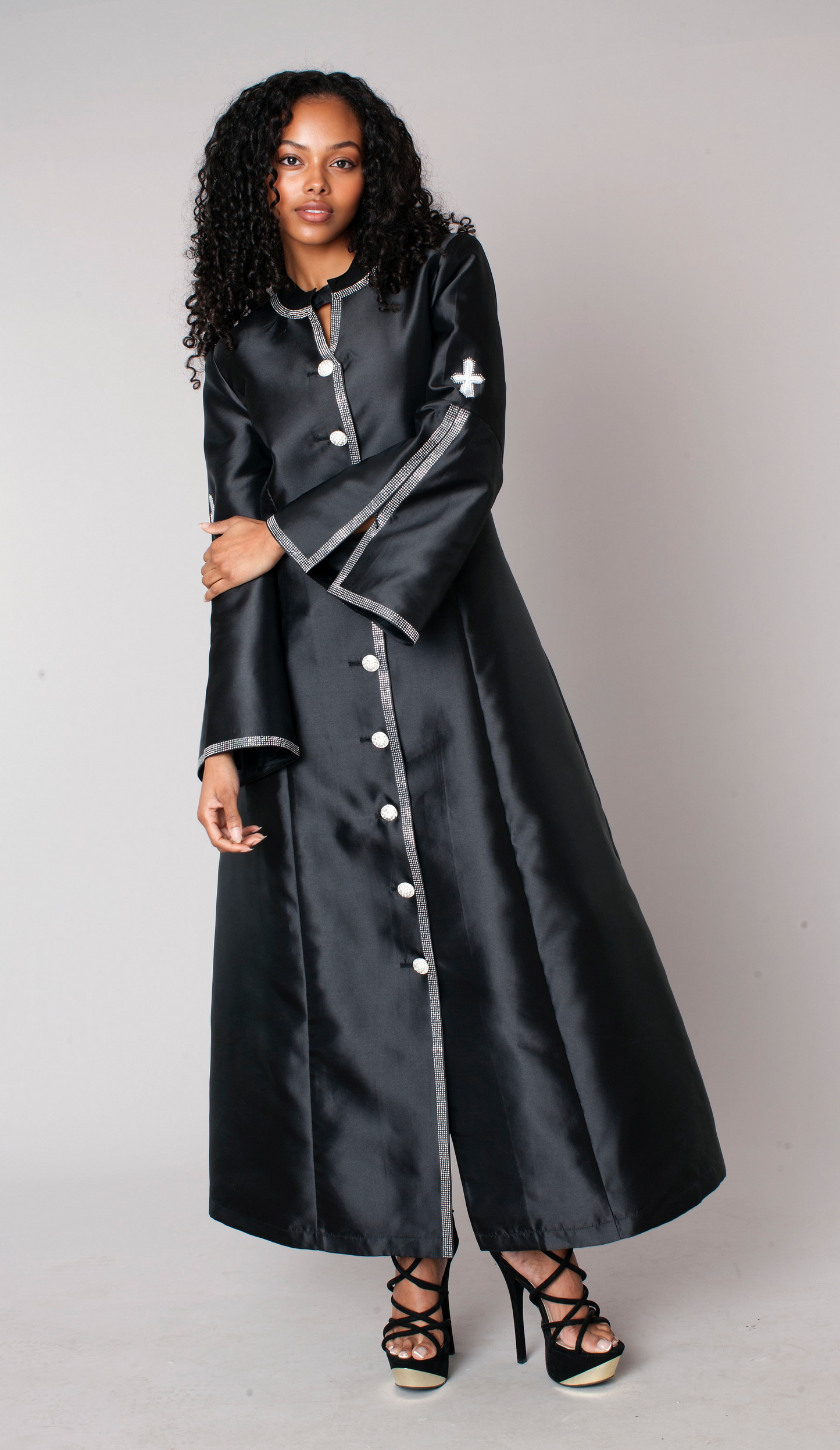 Rhinestone Trim Cross Clergy Robe - 41083