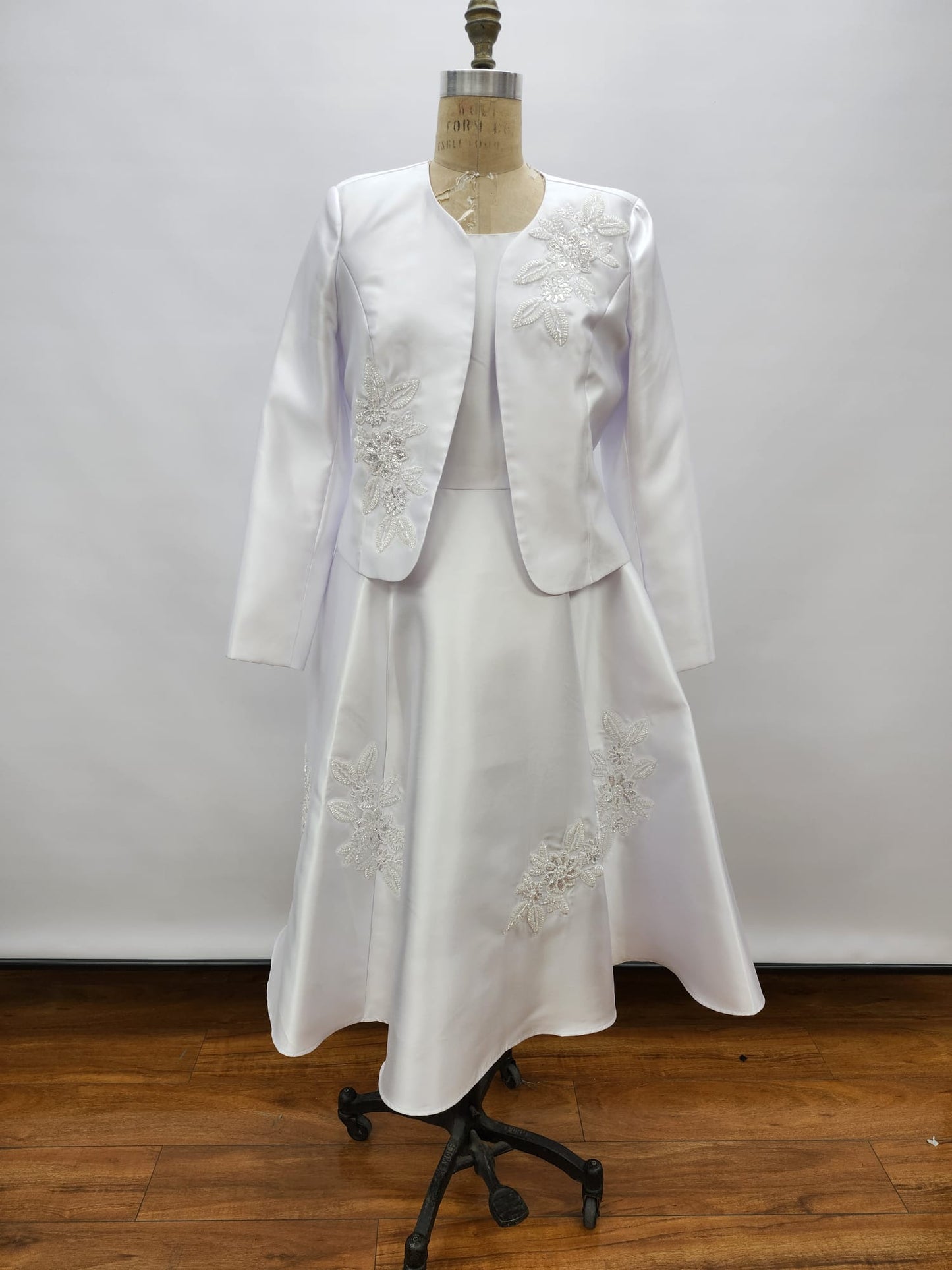 Plus Size Satin Dress and Jacket Set