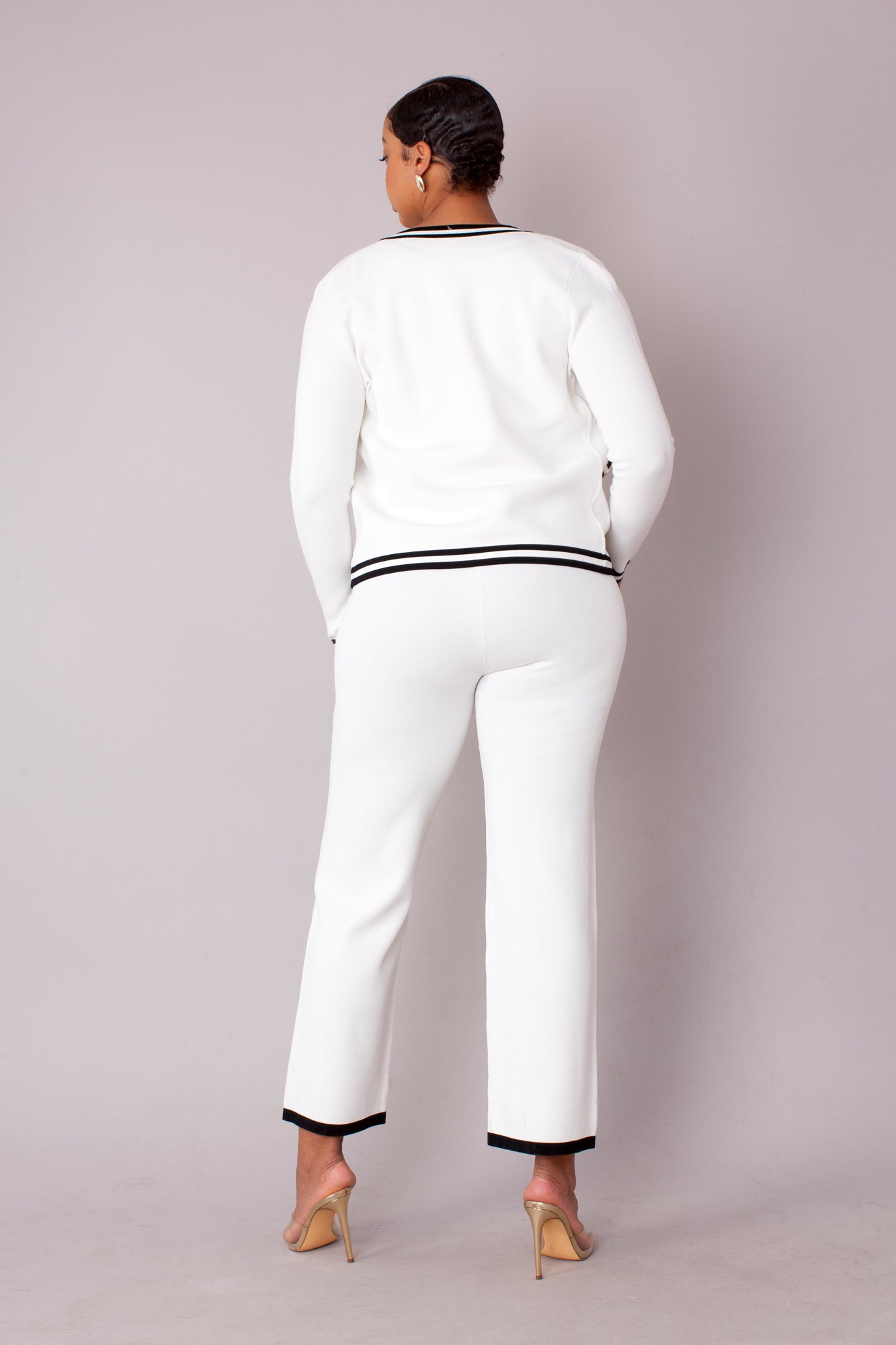 Contrast Trim Knit Three Piece Set - 51008