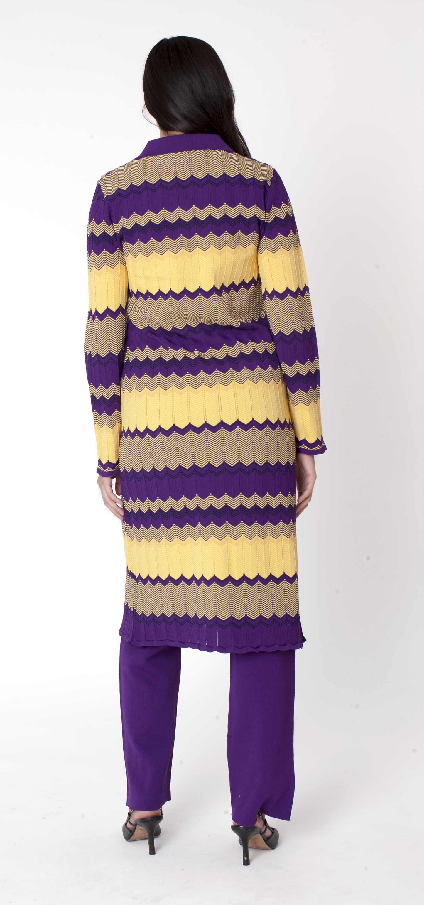Striped Knit Duster Pant Set - 51014