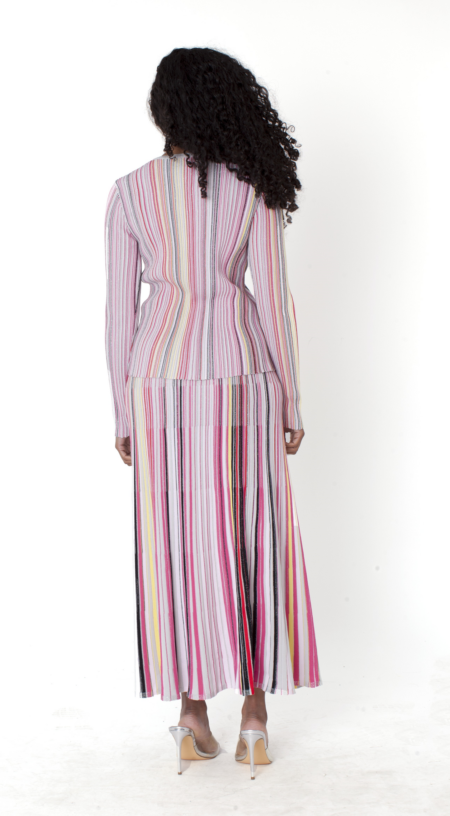 Multicolor Stripe Knit Top & Skirt Set - 51015