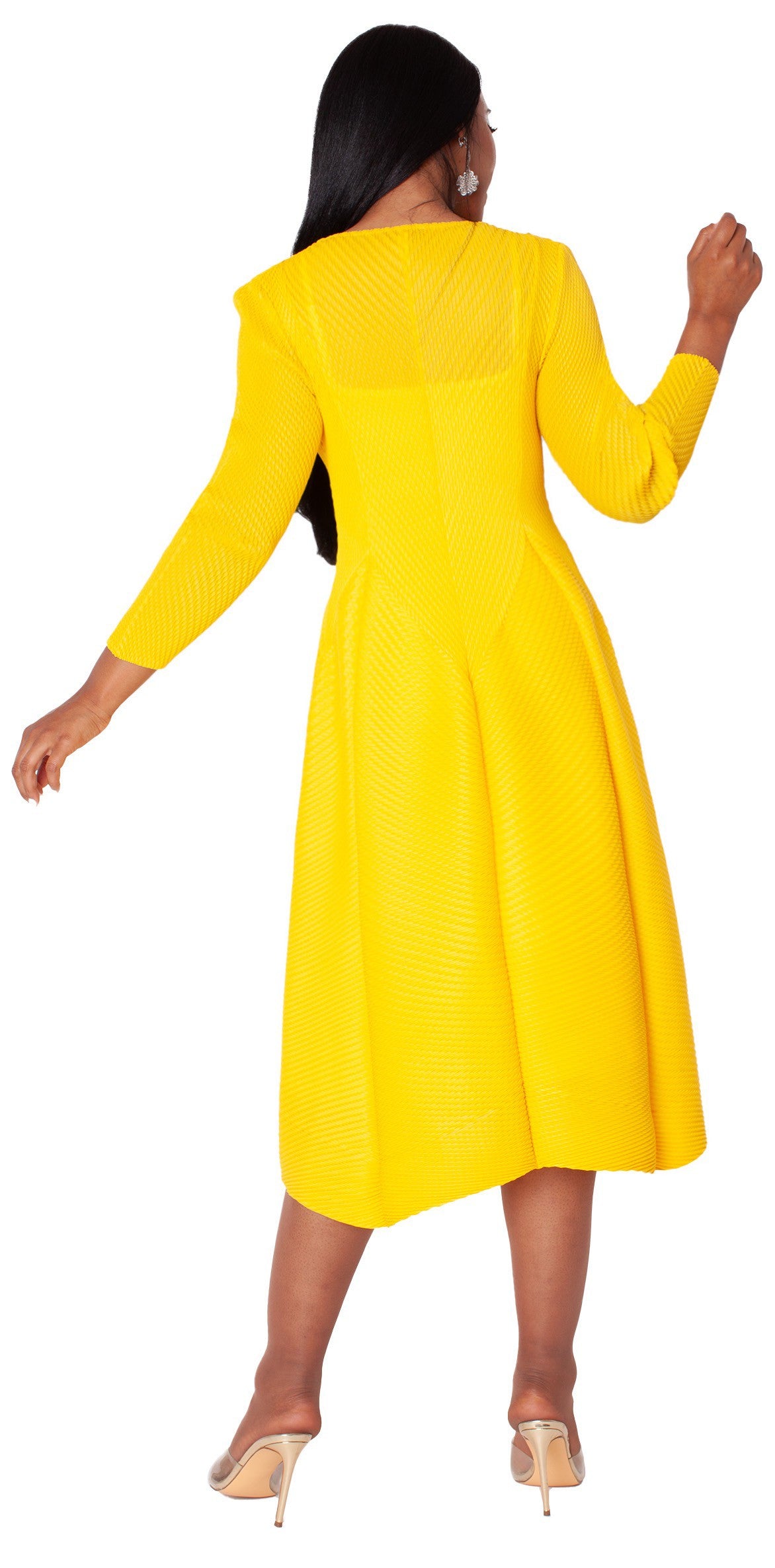Vibrant Textured Bubble Midi Dress - 82765
