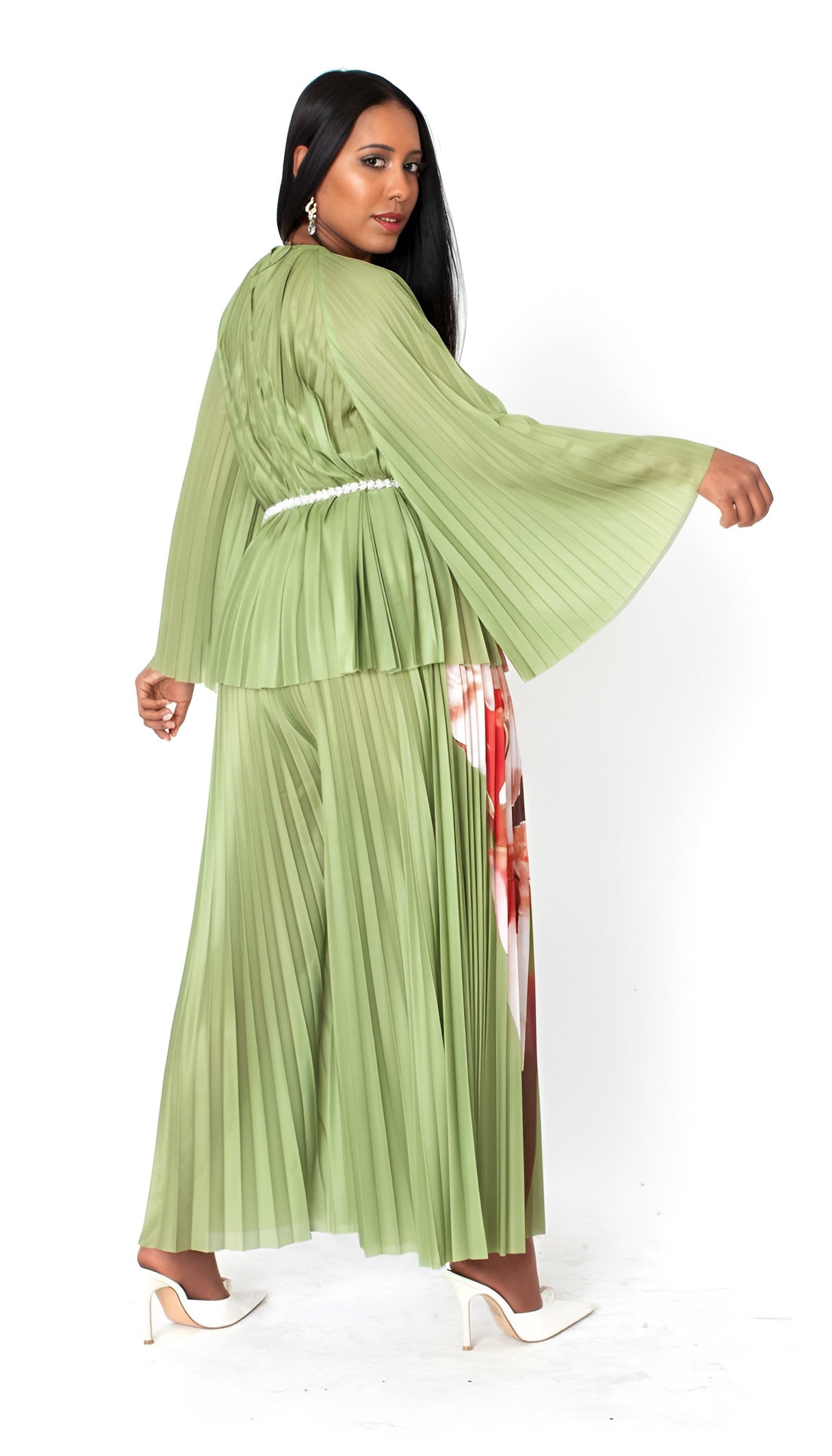 Petal Pleated Wide-Leg Pantset - 82907