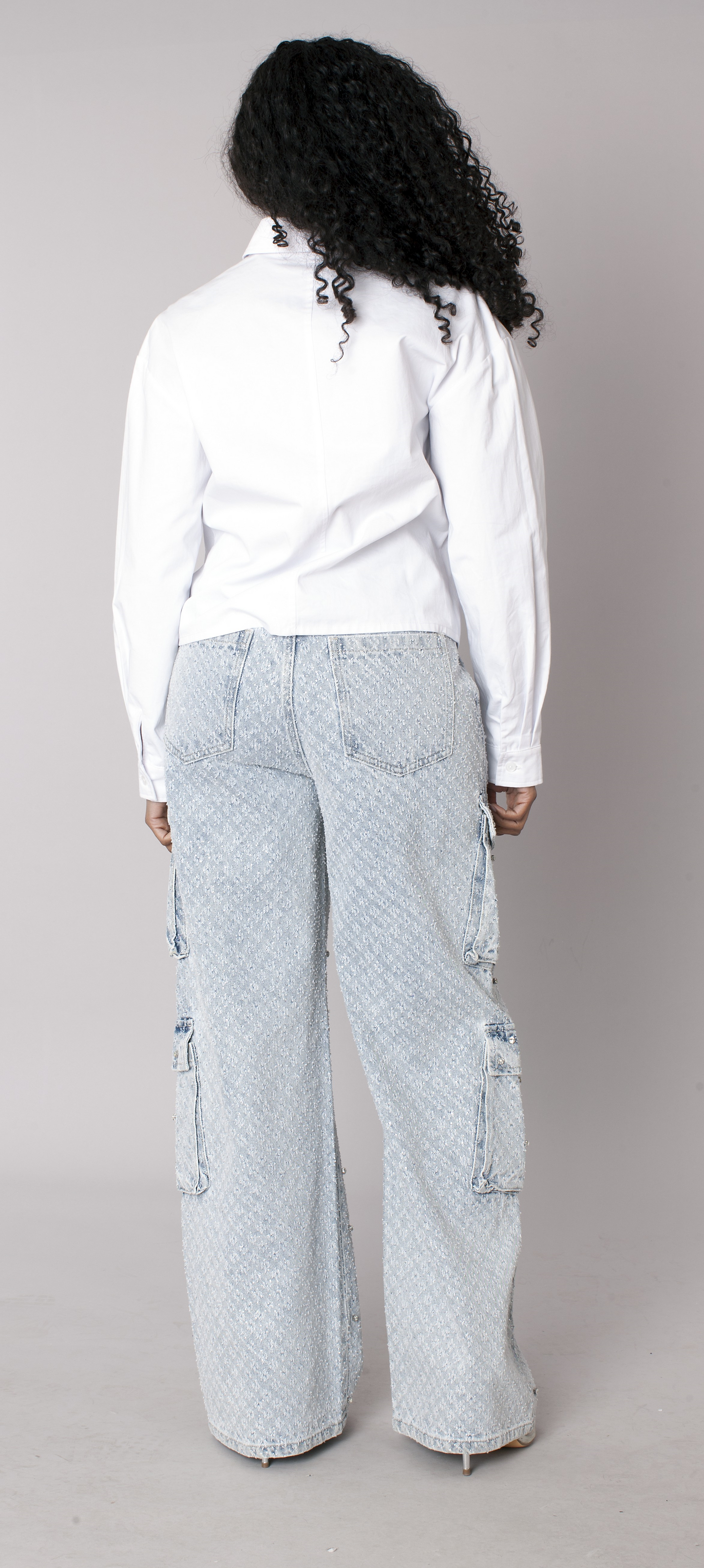 Frosted Cargo Wide-Leg Denim - 83066