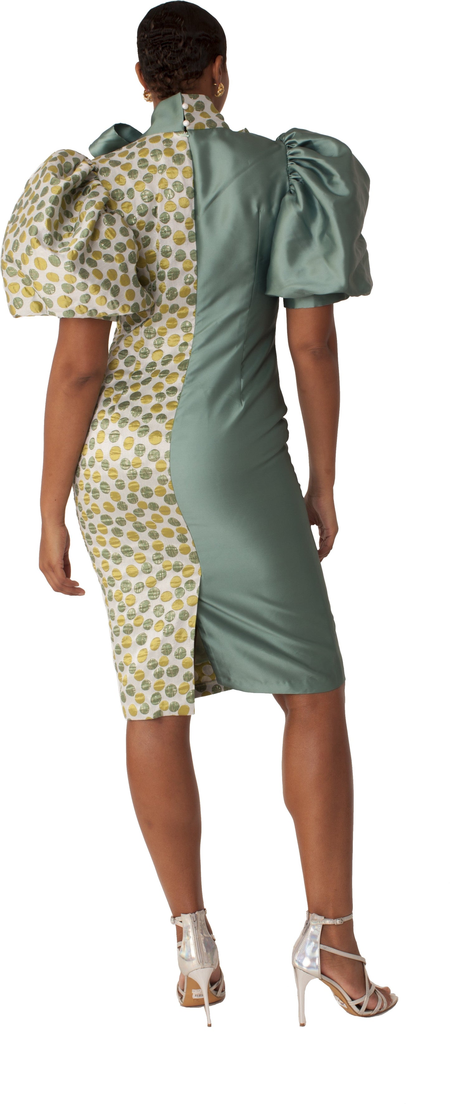 Polka Dot Puff Sleeve Dress with Bow