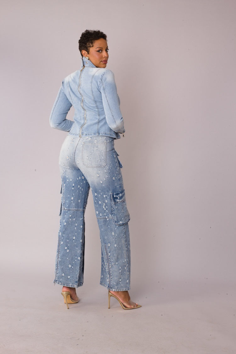 Bow Detail Denim Top - 82417
