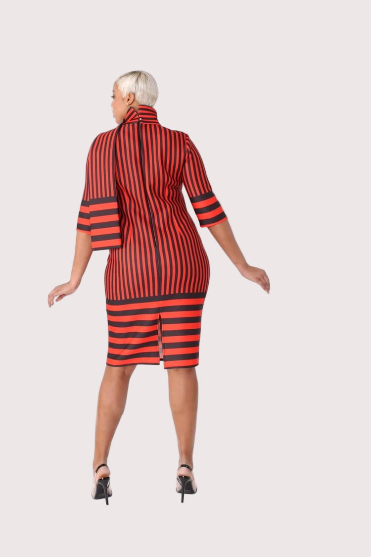 Scuba Striped Bodycon Dress -82059