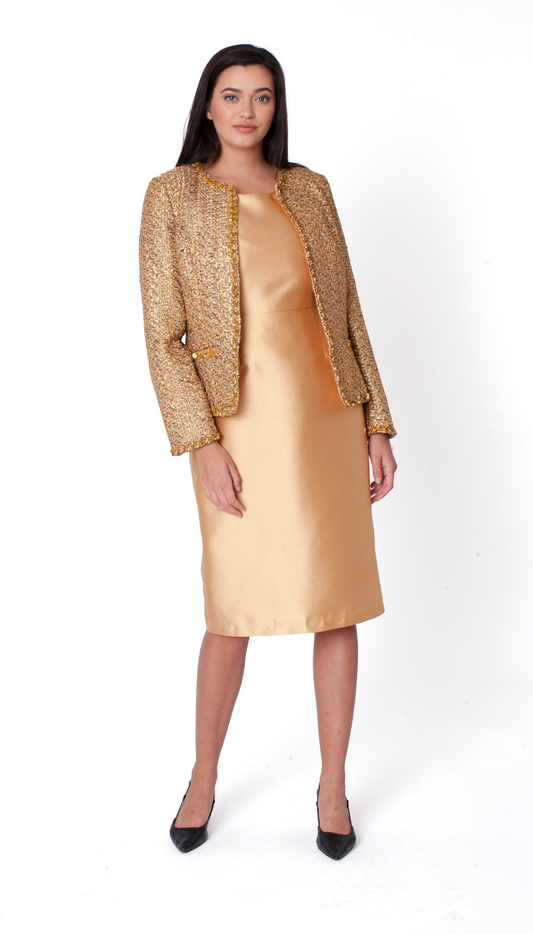 Metallic Jacket Church Dress Set - 41096
