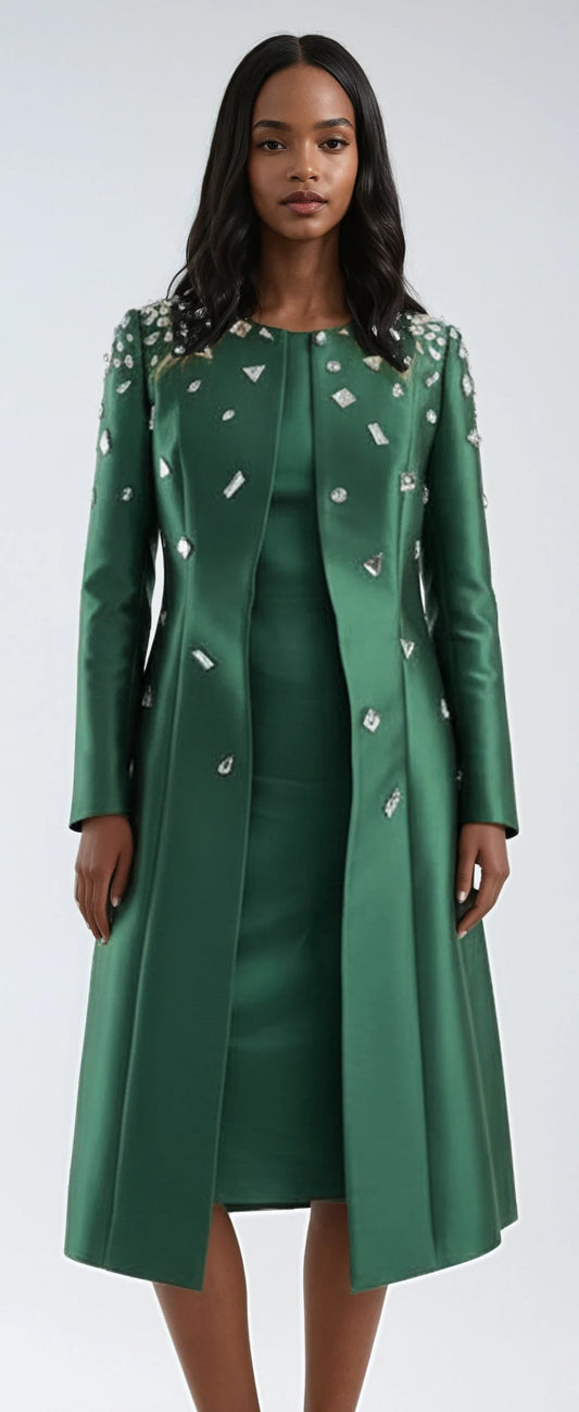 Embellished Church Jacket Dress Set - 41034