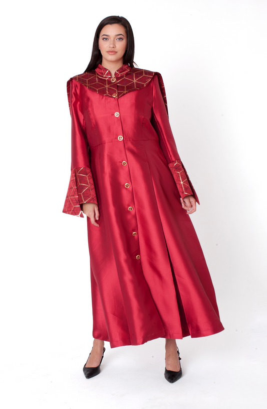 Plus Size Geometric Yoke Clergy Robe – 41082