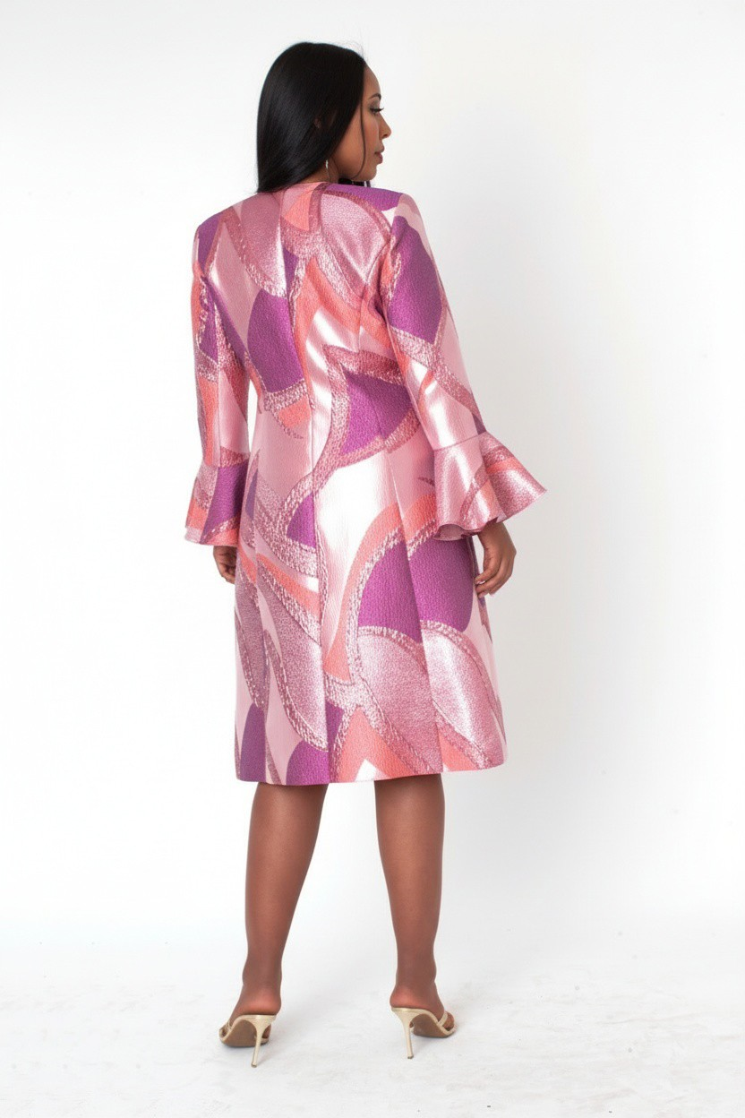 Abstract Print Dress & Duster Set - 41088