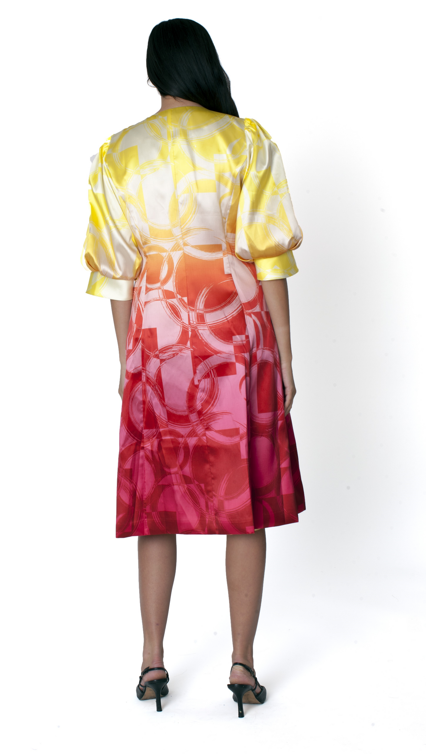 Ombre Abstract Print Jacket Dress Set - 41090