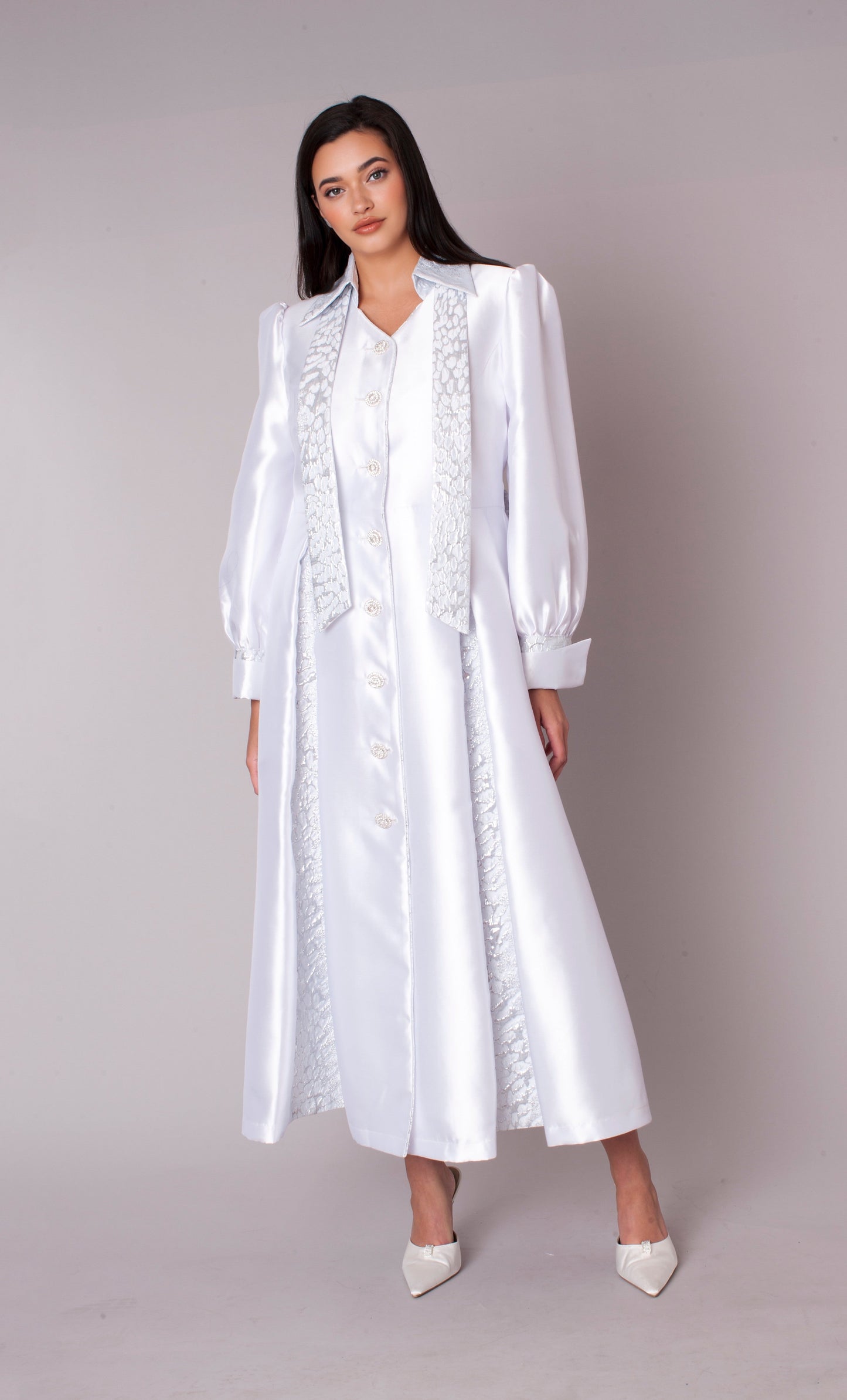 Plus Size Contrast Panel Clergy Robe - 41098W