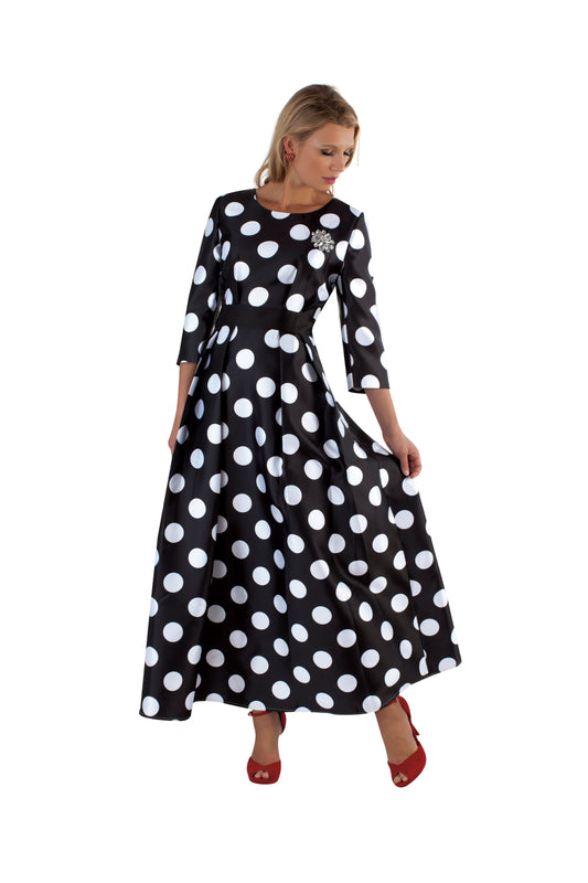 Satin Dress with Rhinestone Brooch -4497