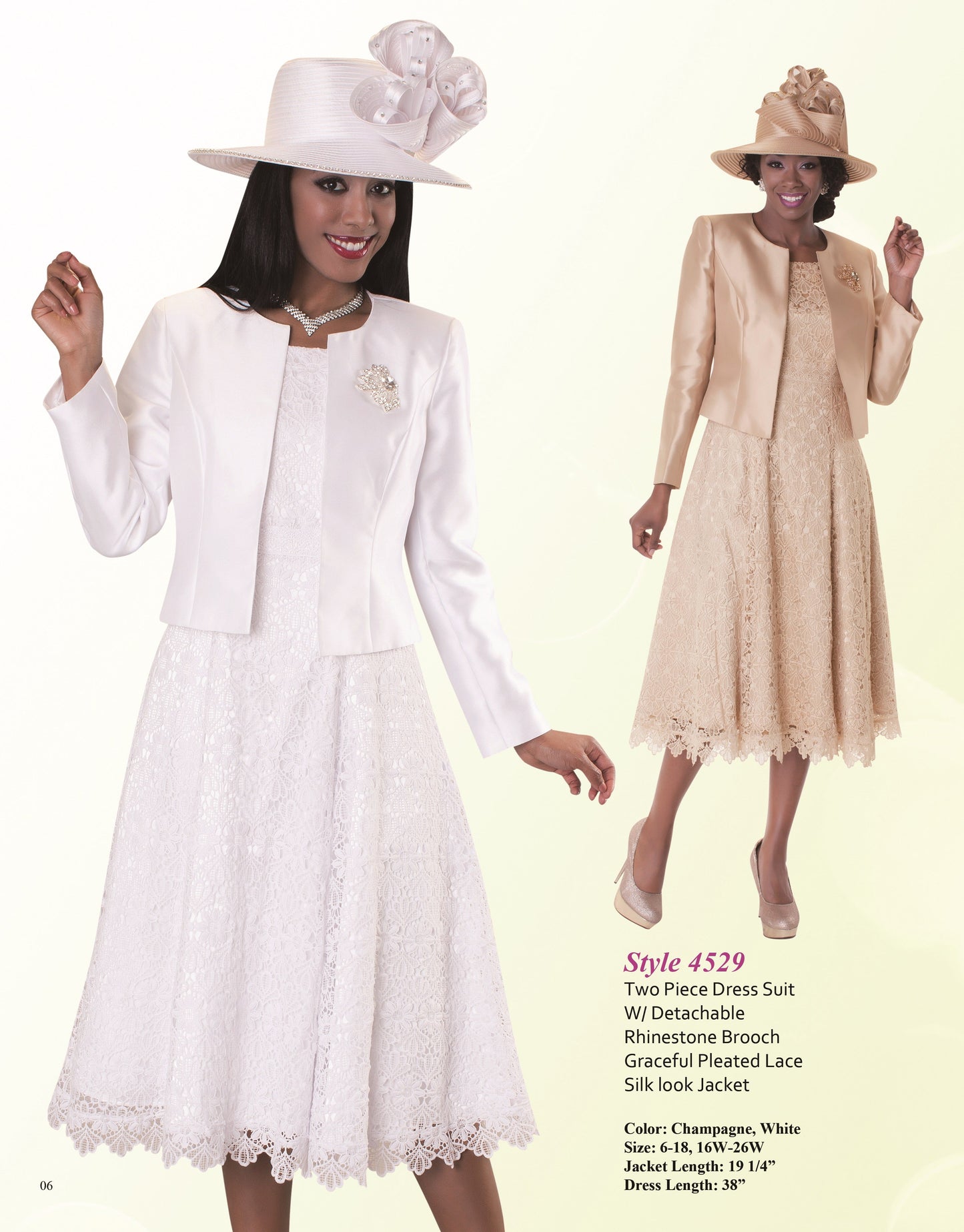 Plus Size Lace Church Dress with Satin Jacket -4529W
