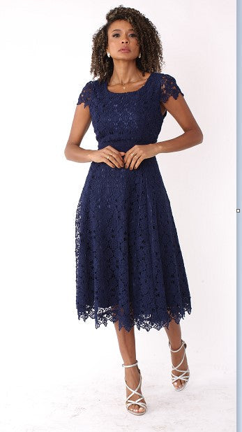 Plus Size Lace Church Dress with Satin Jacket -4529W