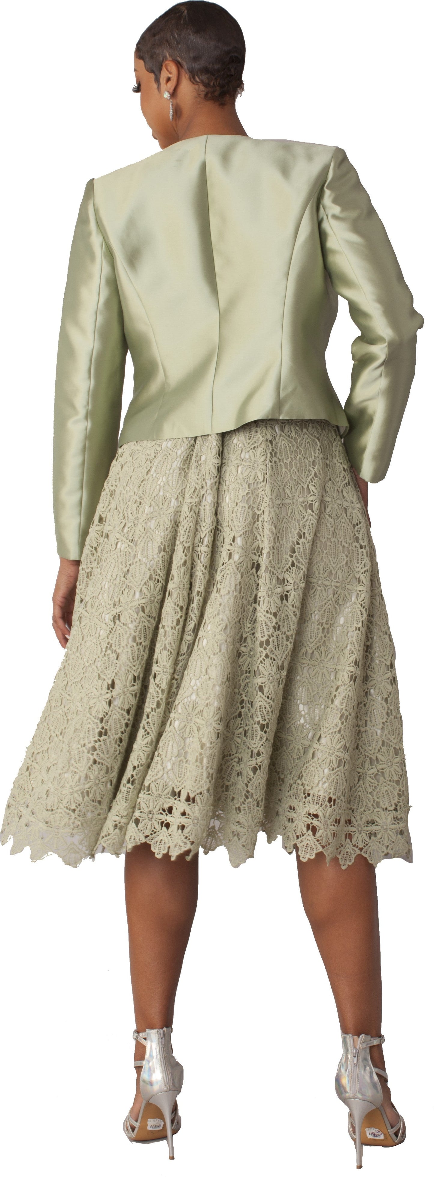 Plus Size Lace Church Dress with Satin Jacket -4529W