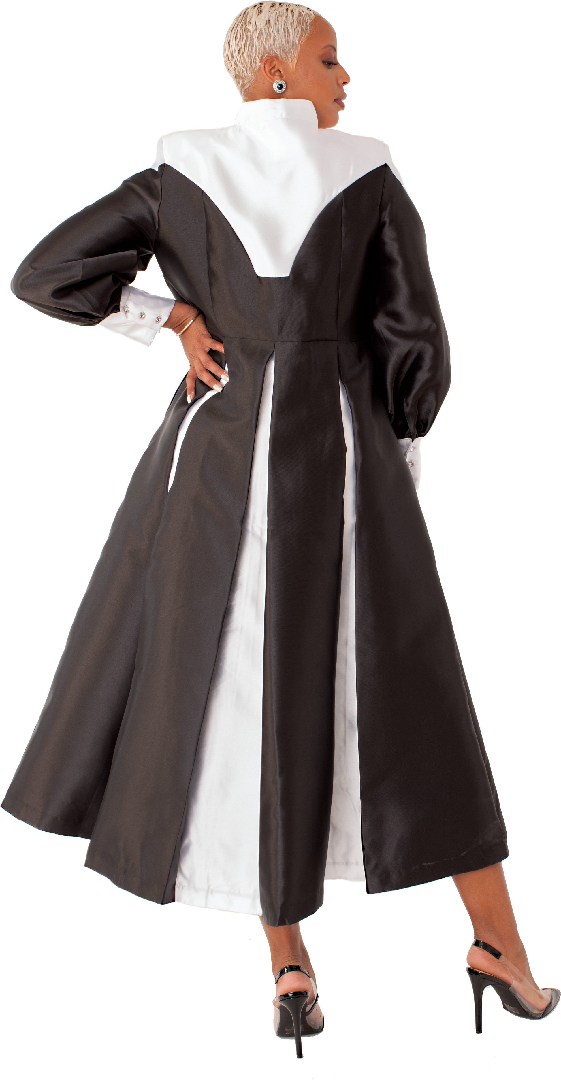 Plus Size Two-Toned Woven Cassock Robe