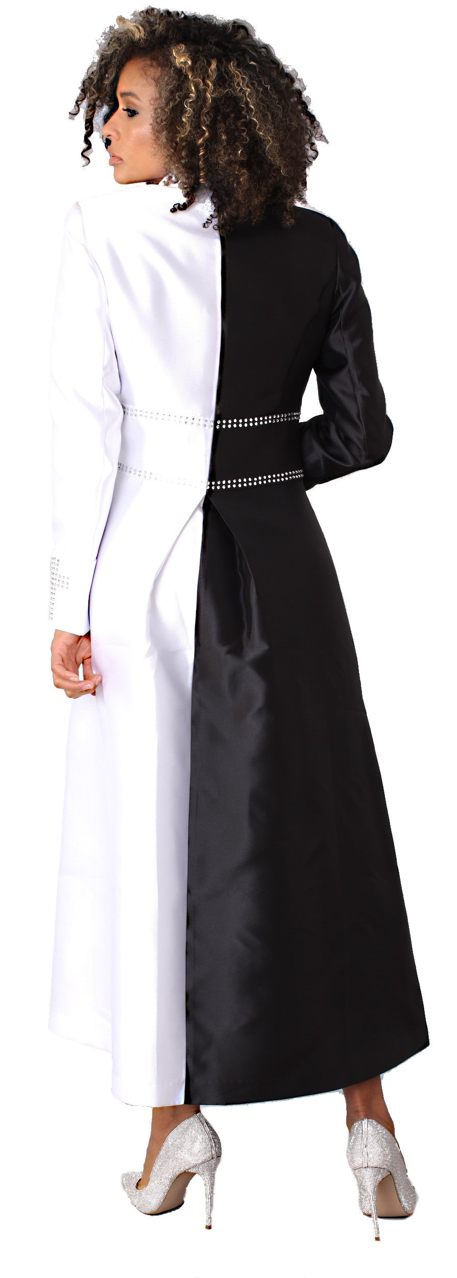 Plus Size Satin Cassock Robe with Rhinestone Embellishments