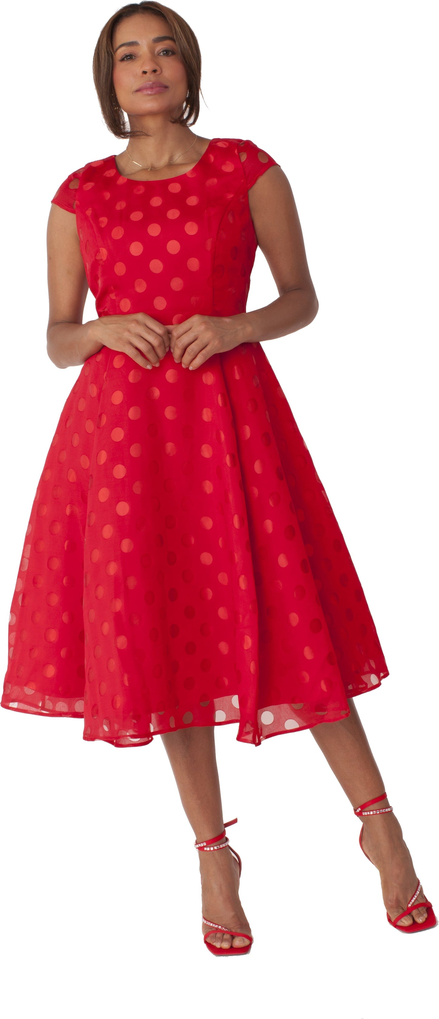 Plus Size Polka Dot Dress Set with Jacket -4818W