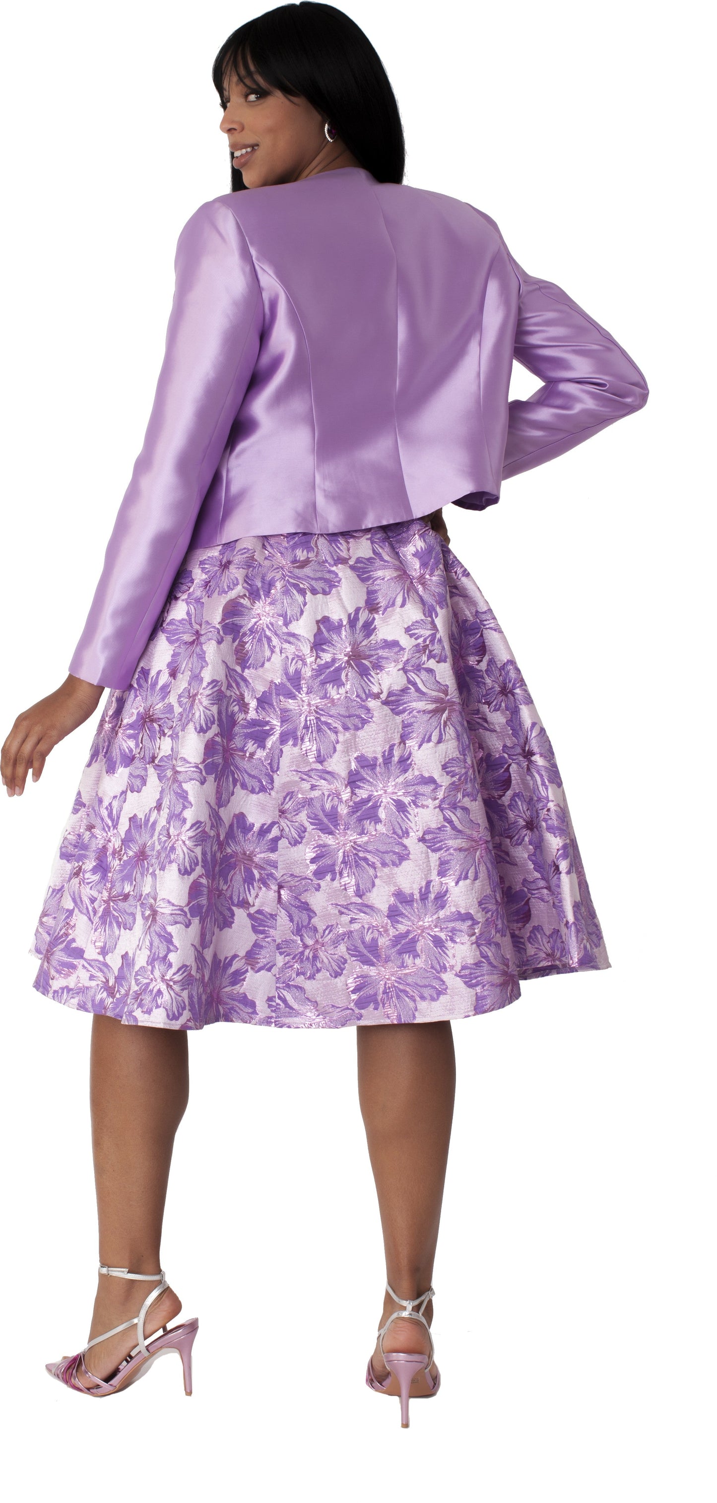 Floral Brocade Church Dress with Jacket- 4819