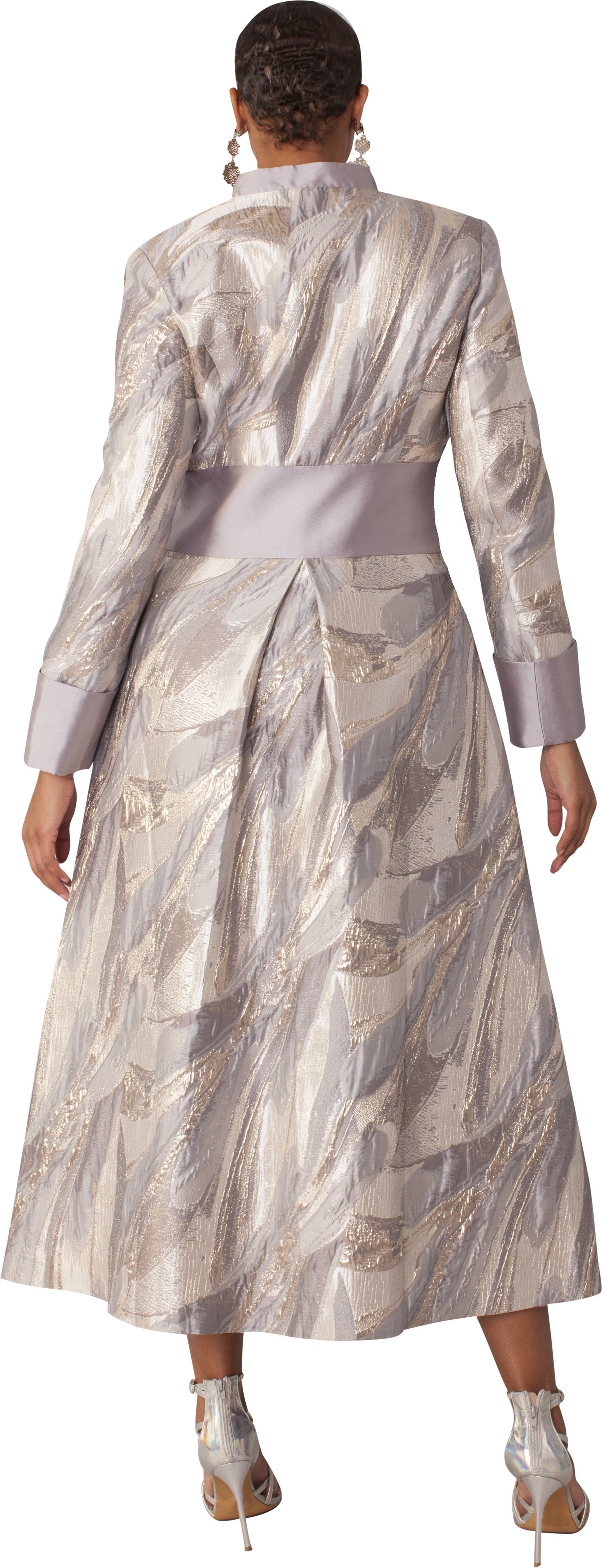 Plus Size Brocade Clergy Robe with Cross Brooch