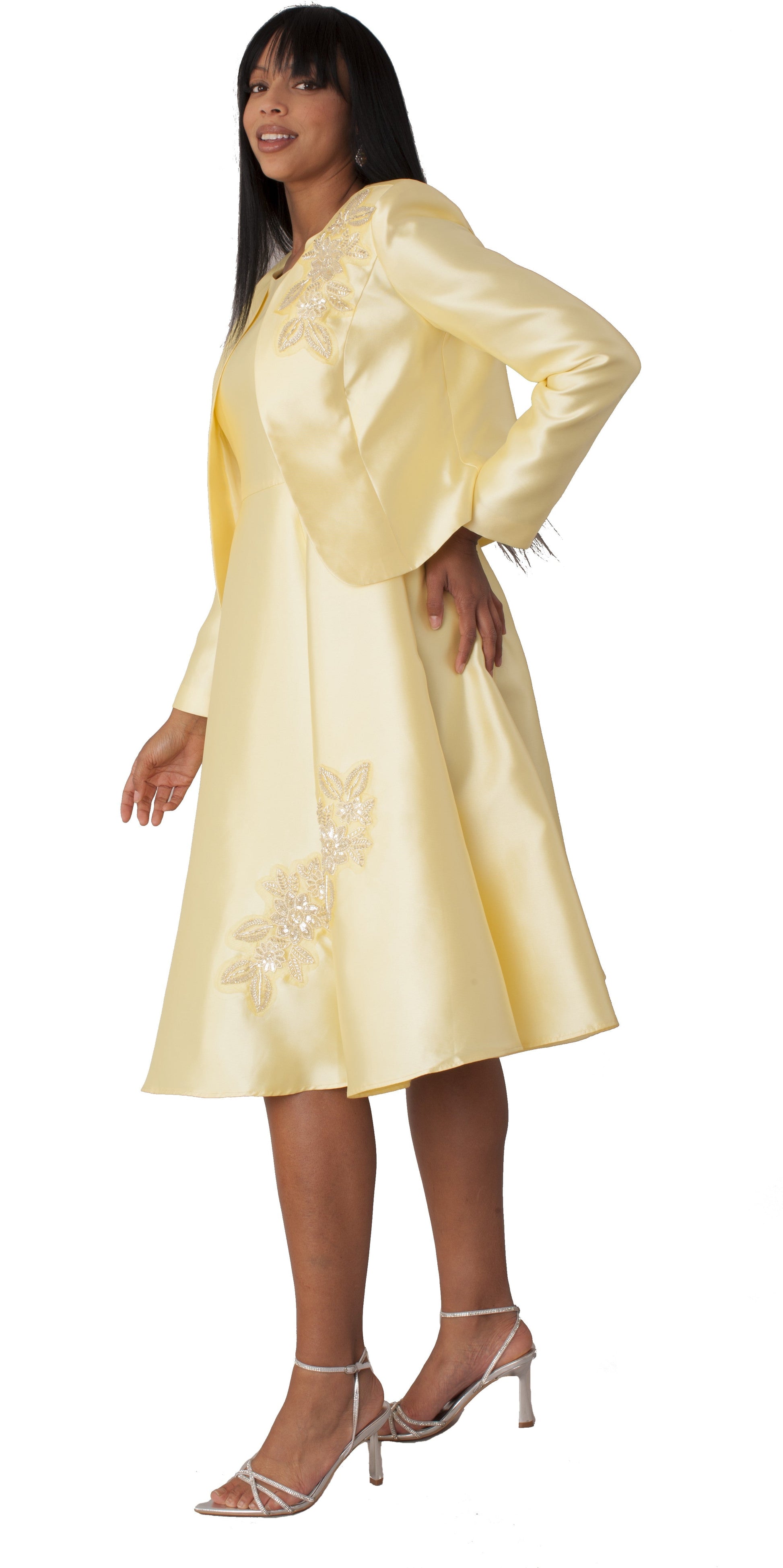 Plus Size Satin Dress and Jacket Set