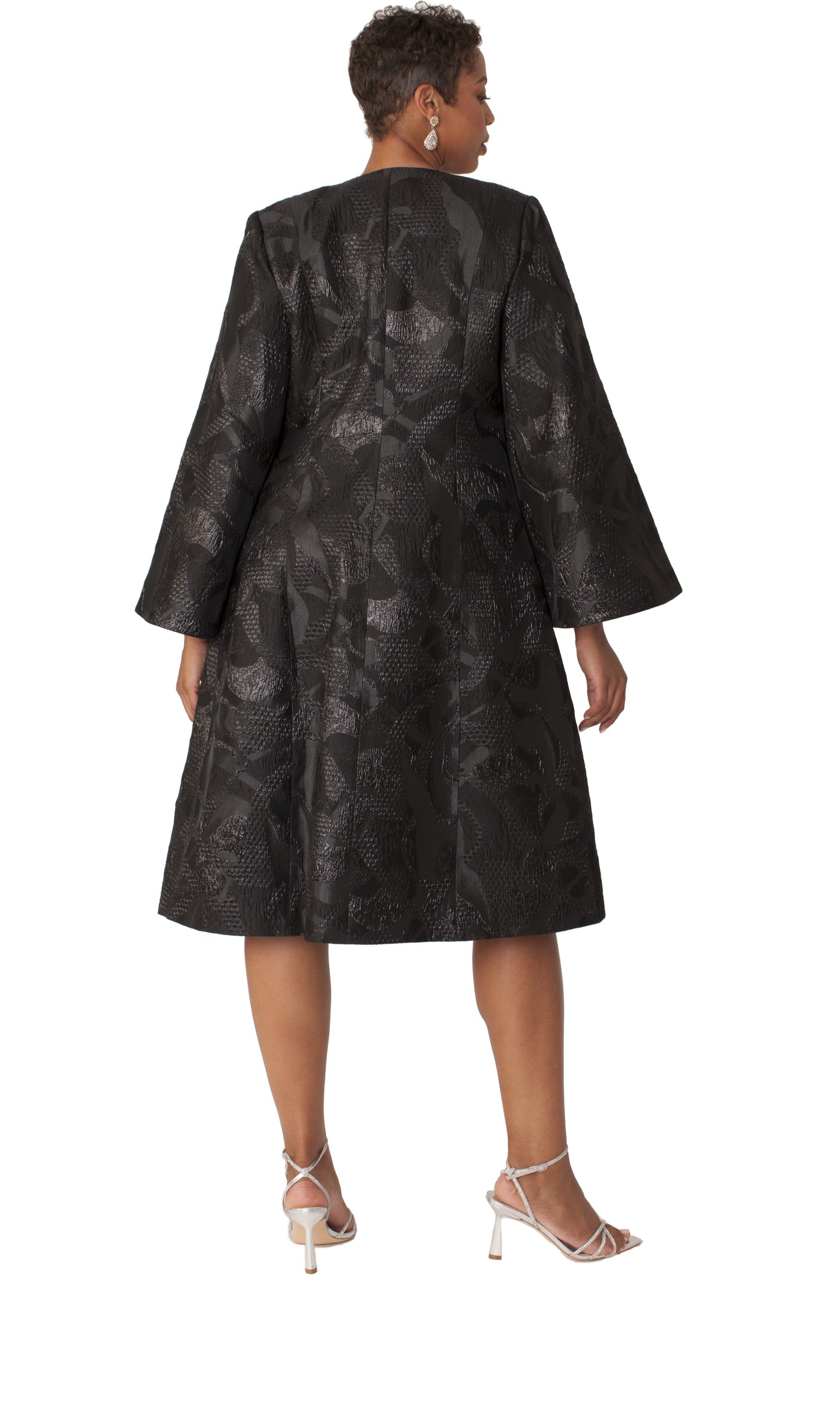 Brocade Jacket Dress & Dress Set with Bell Sleeves- 4852