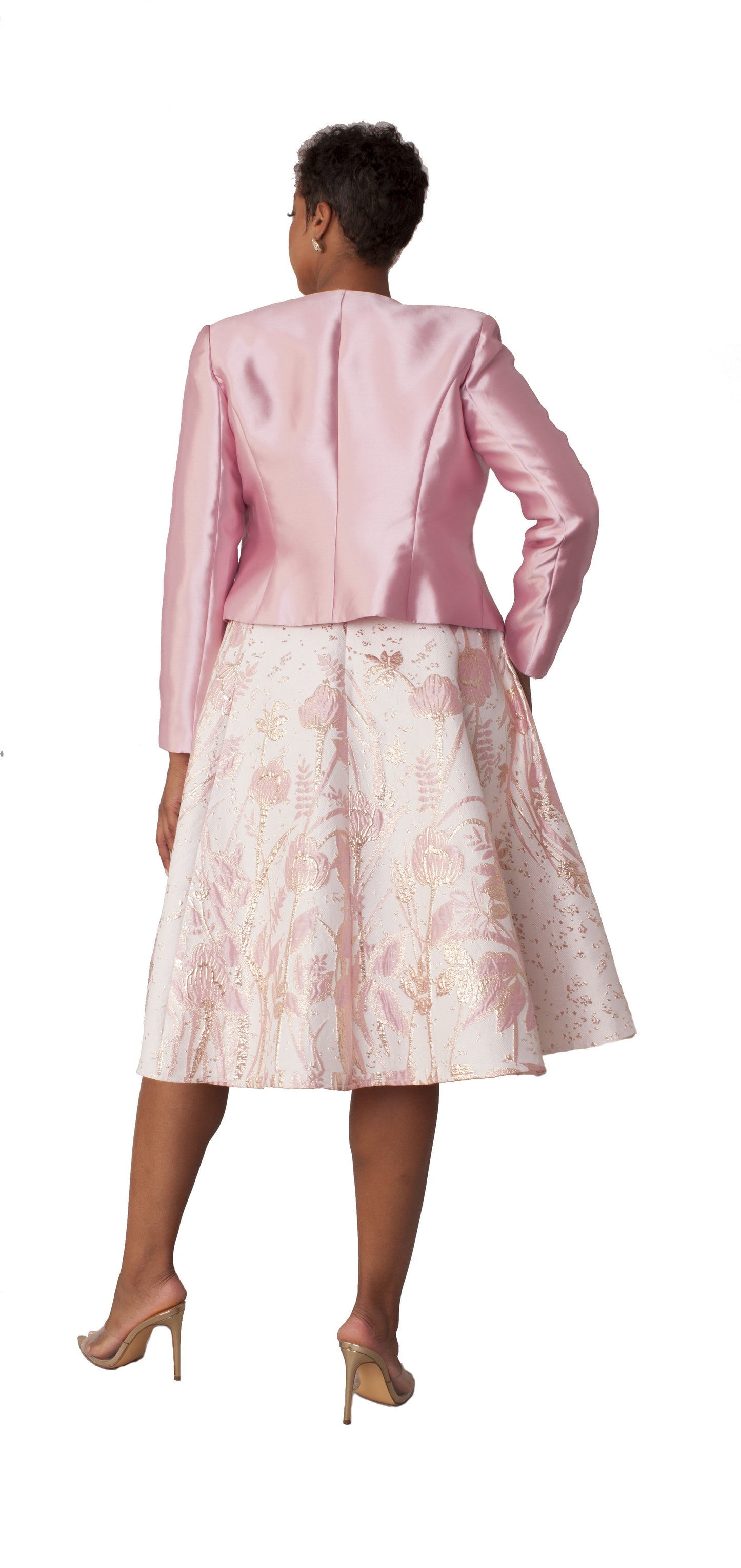 Elegant Two-Piece Brocade Dress &  Jacket Set- 4853