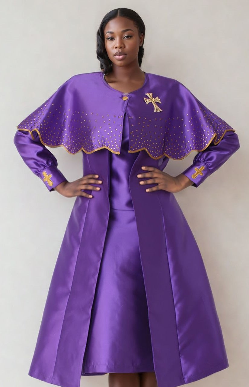 3-Piece Church Robe with Detachable Cape – 4866
