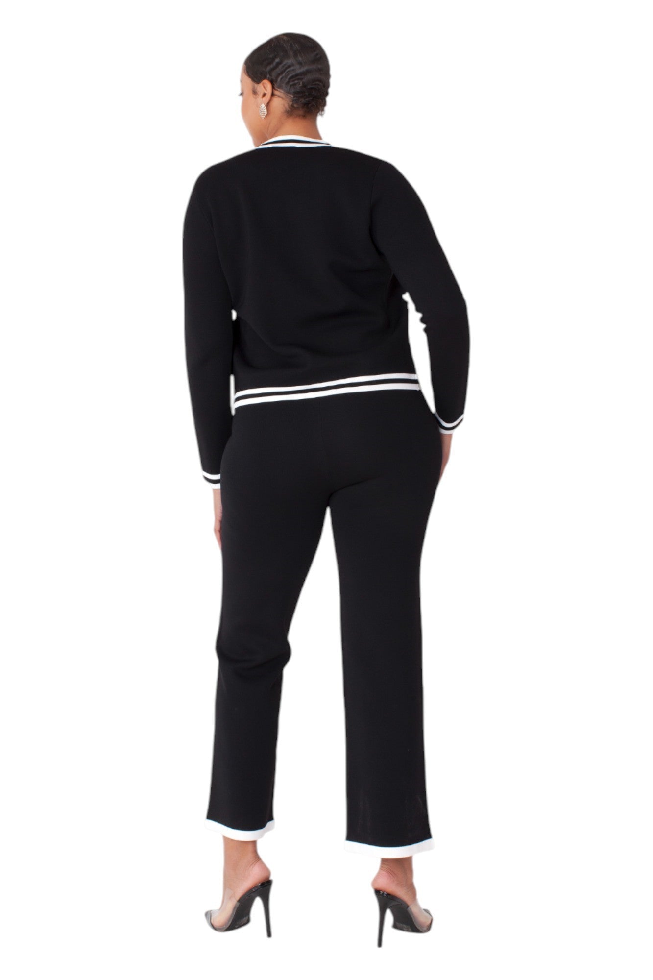 Contrast Trim Knit Three Piece Set - 51008