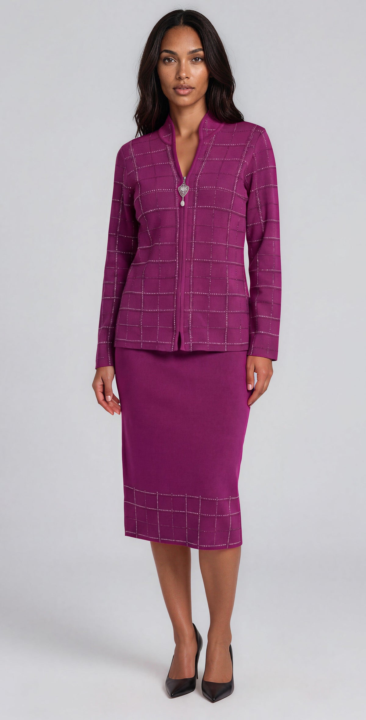 Crystal Lattice Skirt Suit - 5403