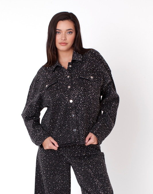 Rhinestone Denim Jacket - 82395