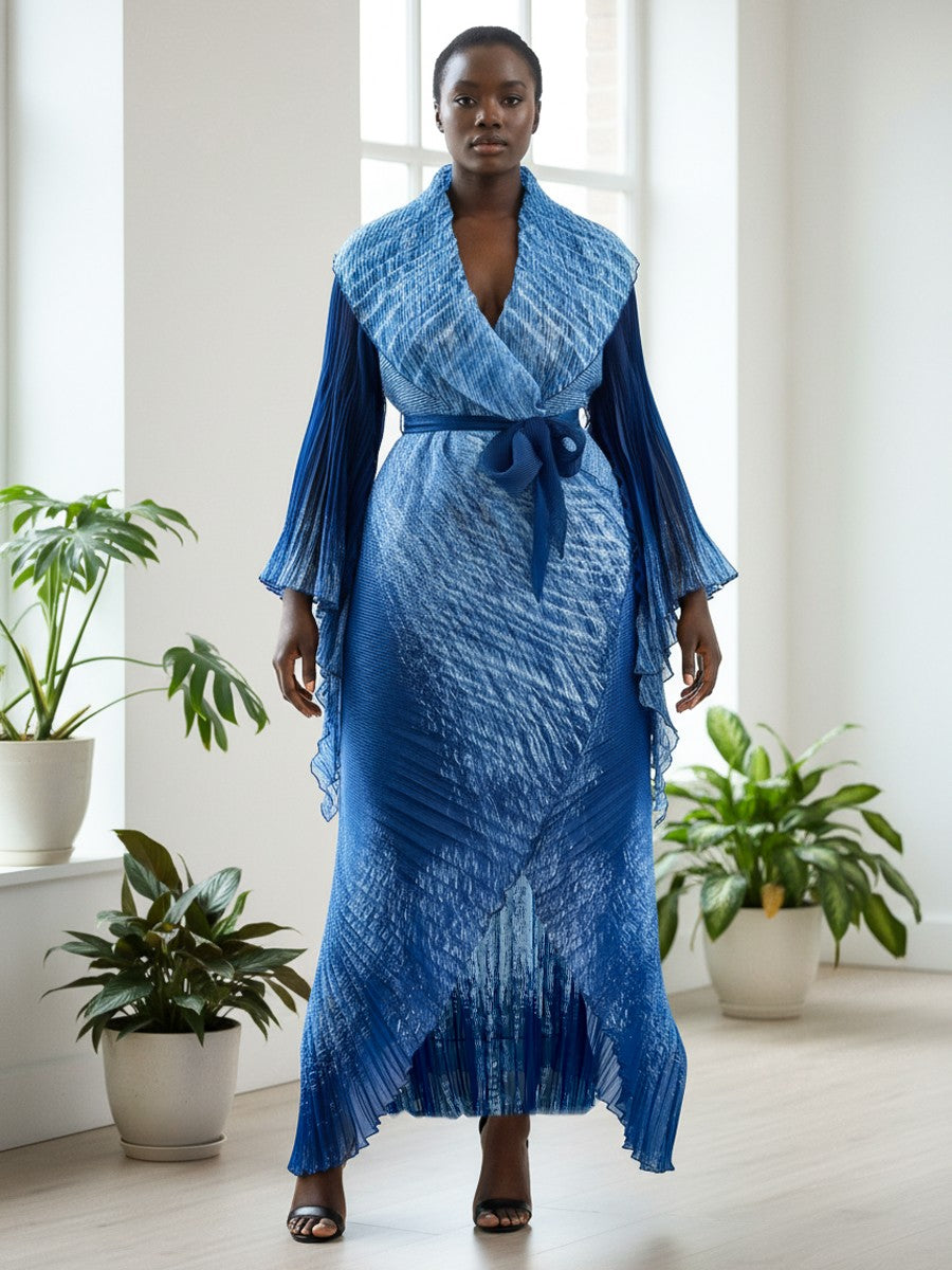 Galaxy Pleated Wrap Dress - 82997