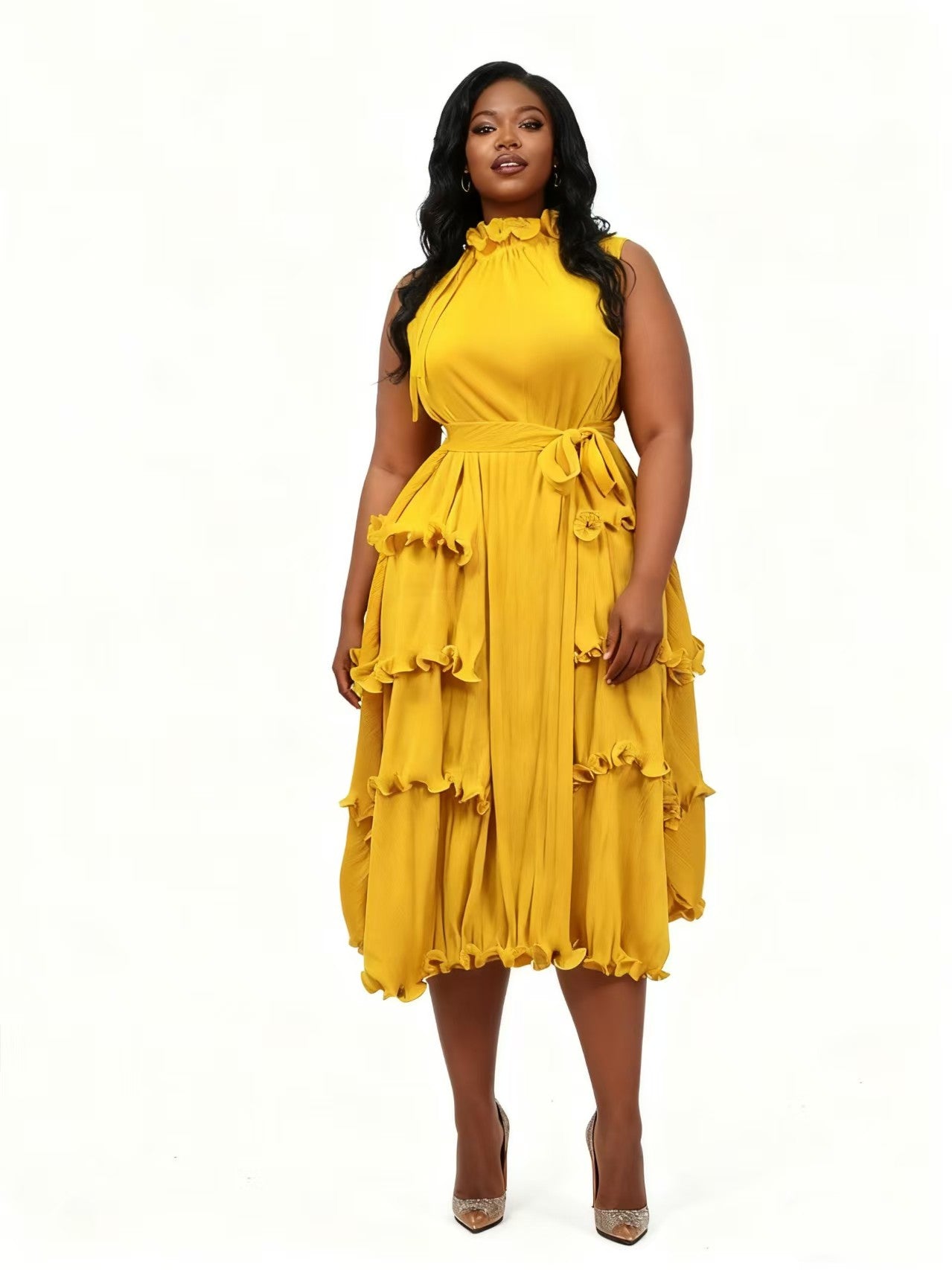 Petal Whisper Tiered Midi Dress - 83020