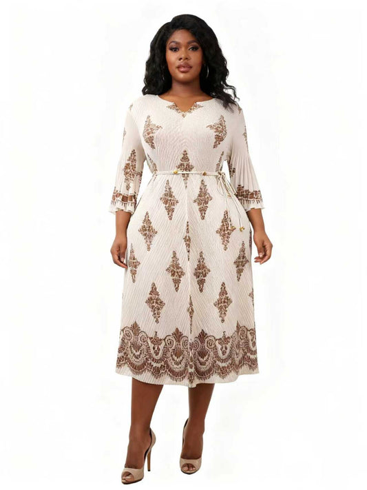 Ornate Grace Printed Midi Dress - 83026
