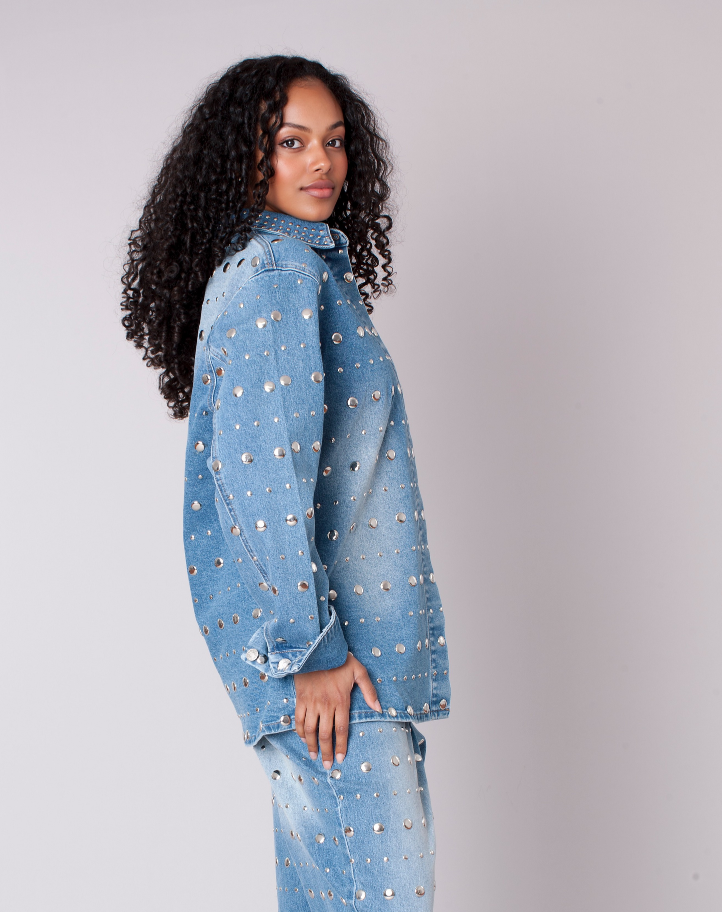 Mirror Stud Denim Jacket - 83031