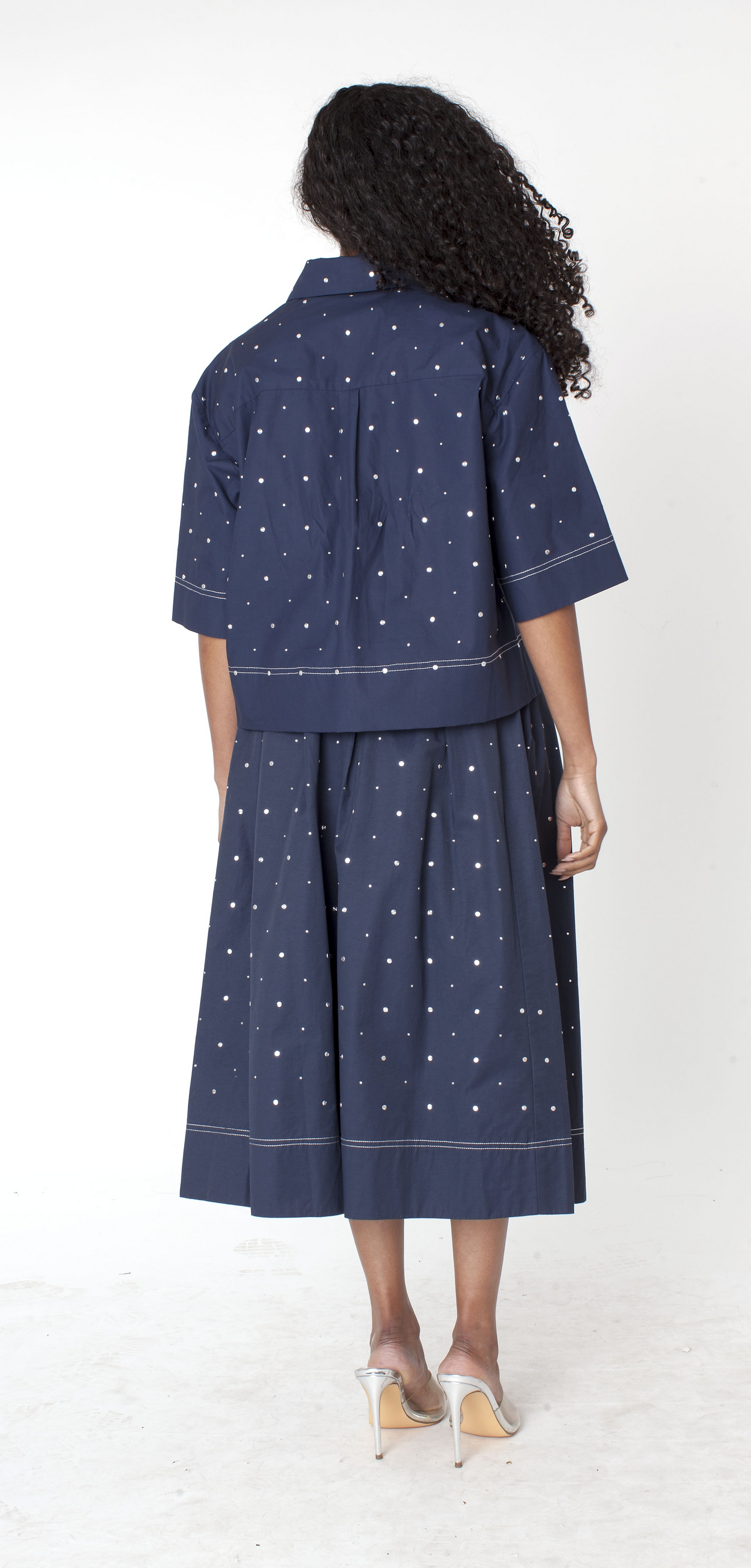 Studded Midi Full Skirt - 83045