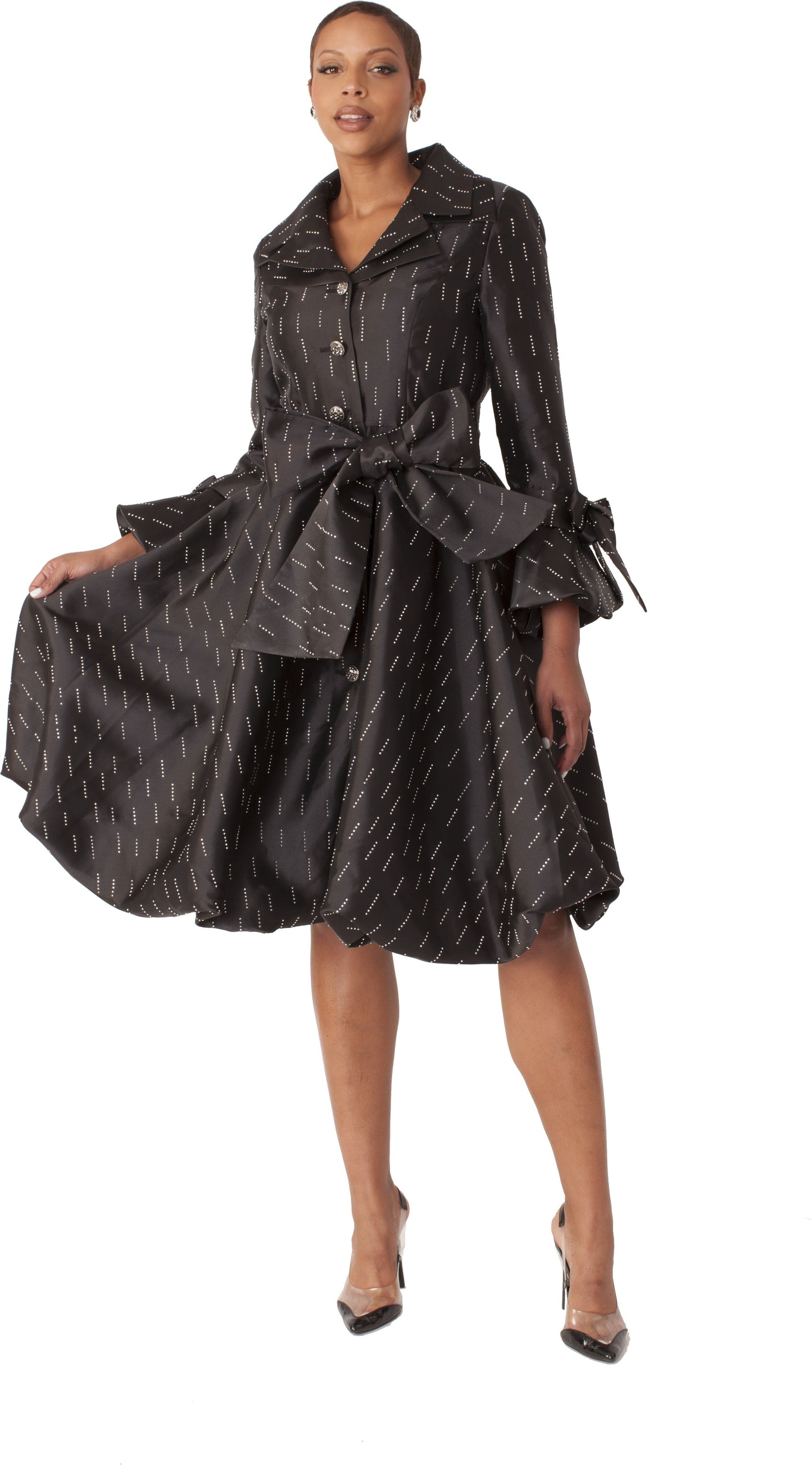 Monaco Princess Taffeta Bow Coat Dress -9723
