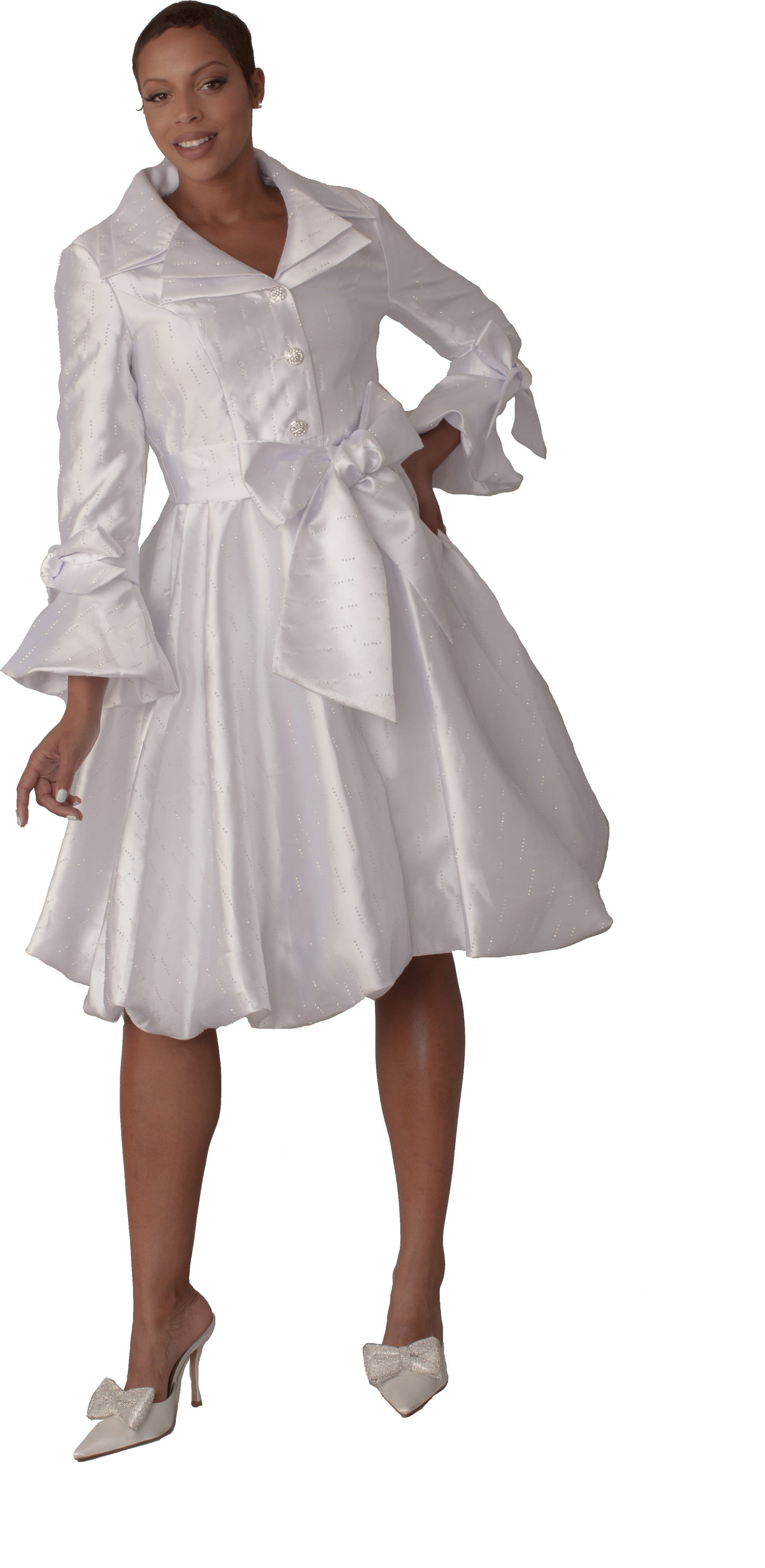 Monaco Princess Taffeta Bow Coat Dress -9723