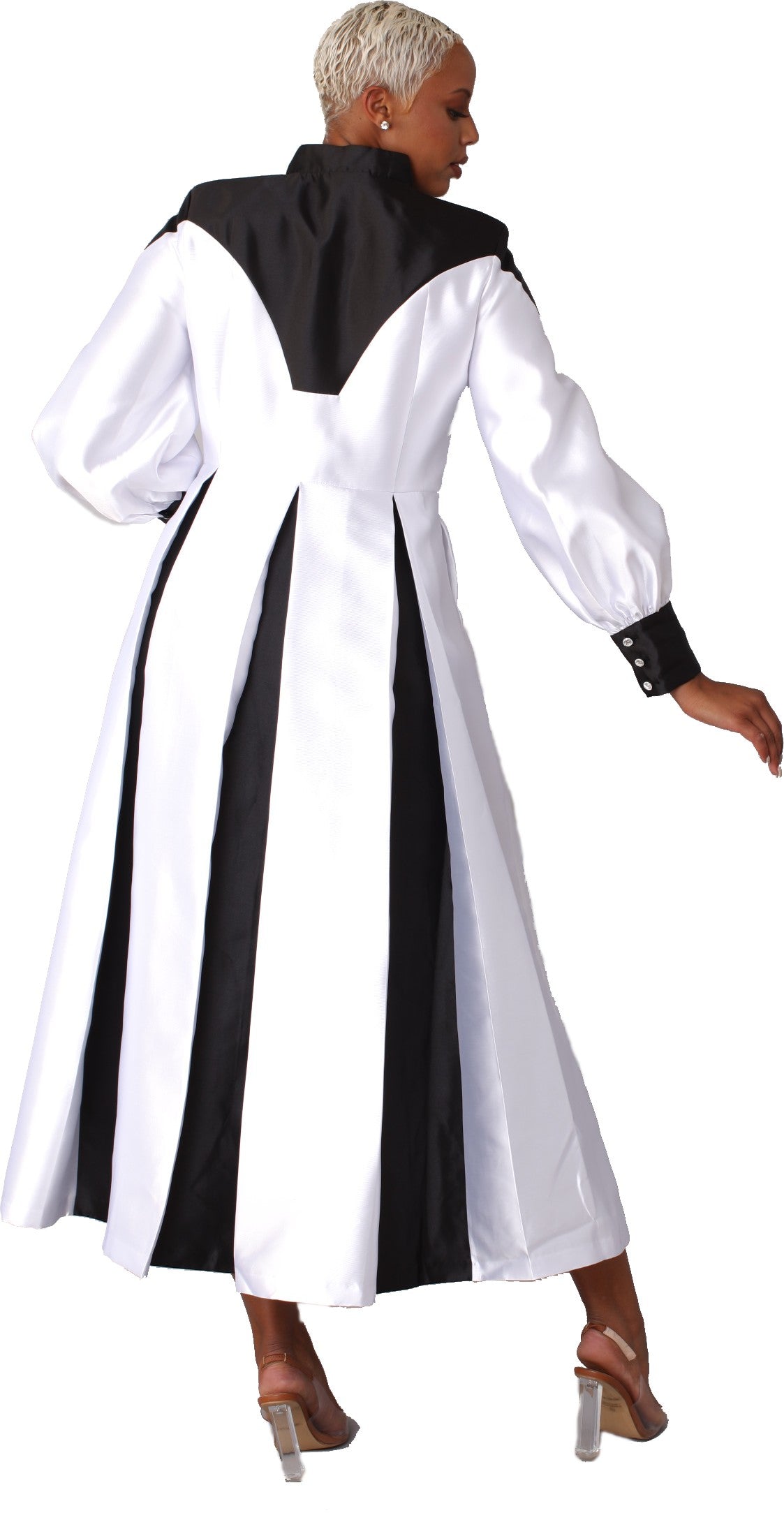 Plus Size Two-Toned Woven Cassock Robe