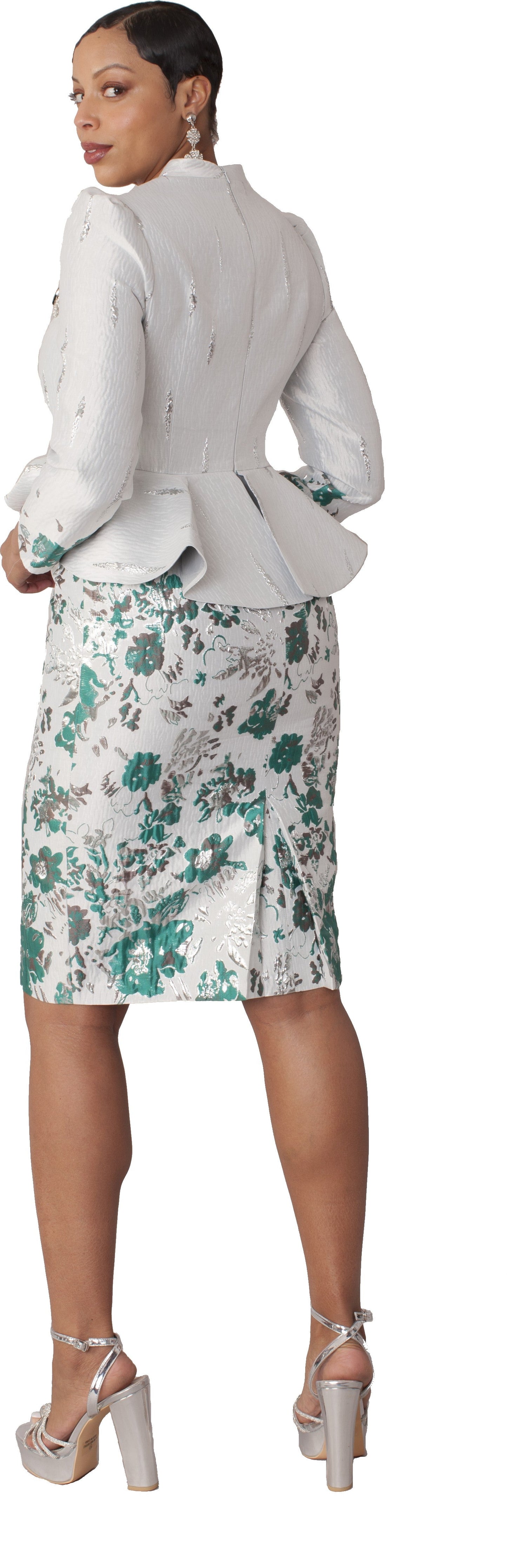 White Floral Peplum Cocktail Dress - 9752