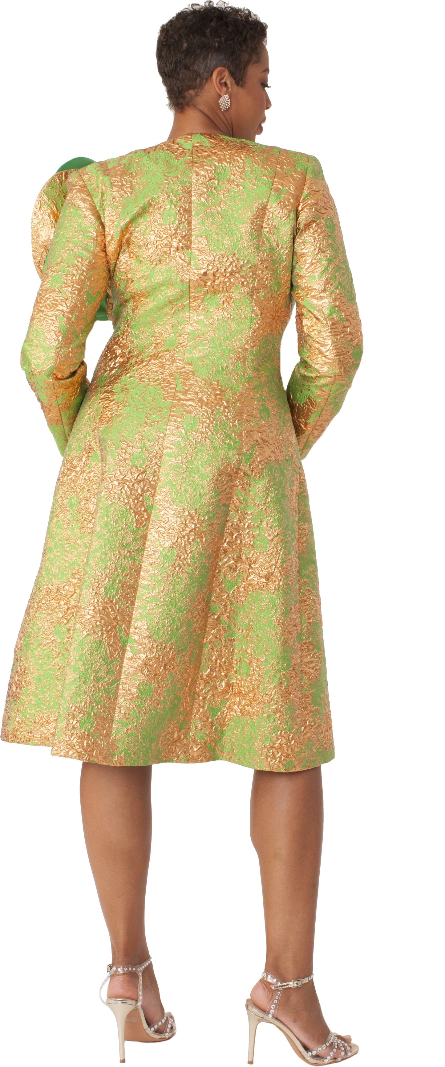 Elegant Brocade Dress with Matching Jackets - 4859