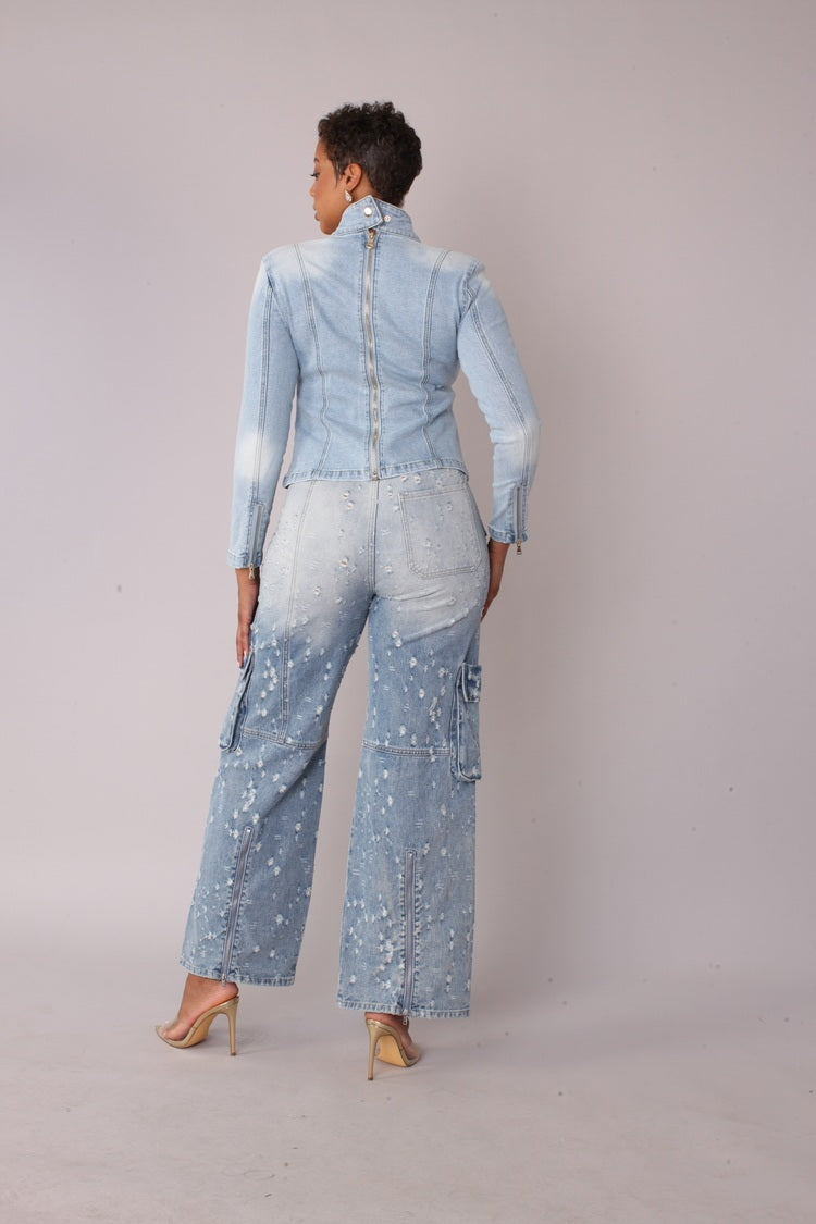 Bow Detail Denim Top - 82417