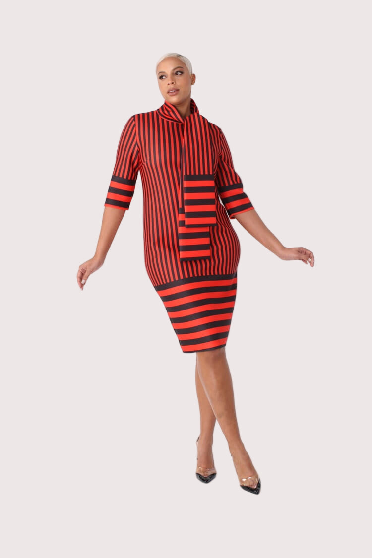 Scuba Striped Bodycon Dress -82059