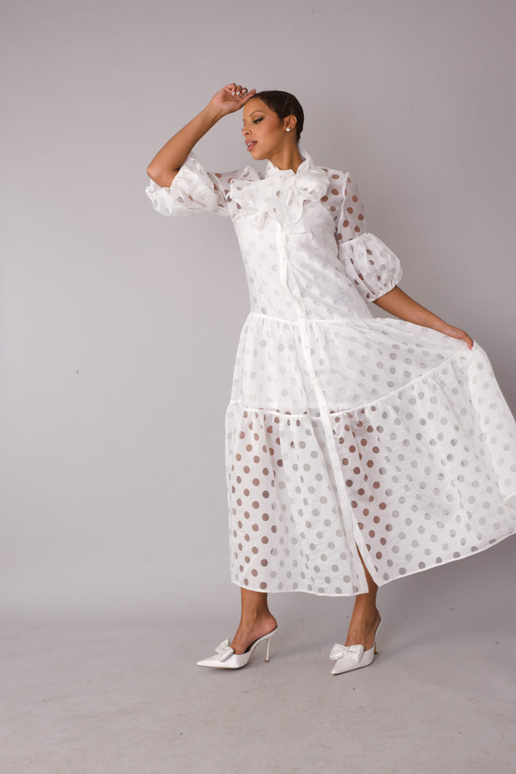 Polka Dot Tiered Maxi Dress - 82298