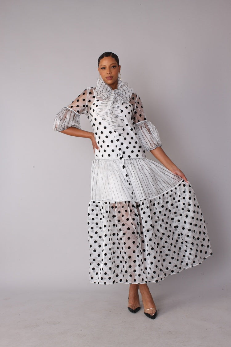 Victorian Polka Dot Tiered Maxi Dress - 82314