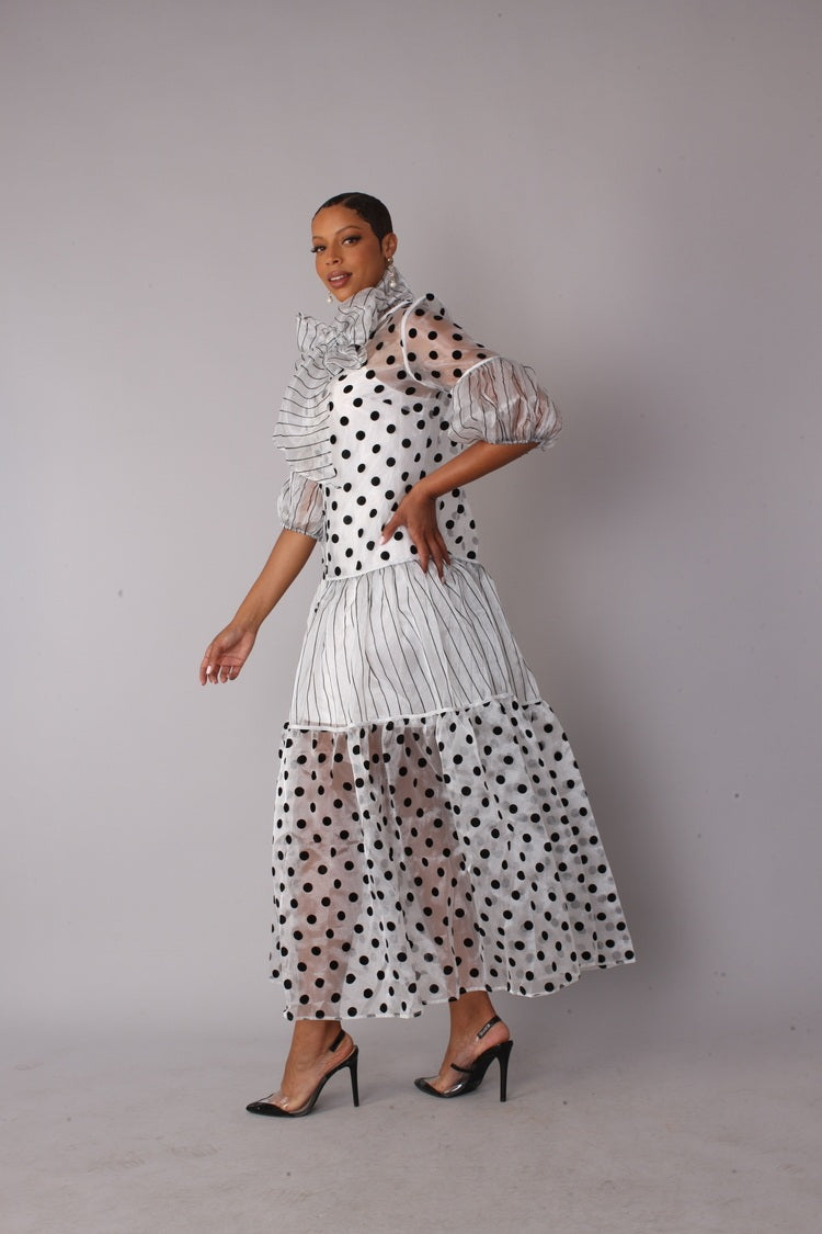 Victorian Polka Dot Tiered Maxi Dress - 82314