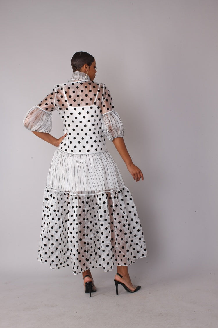 Victorian Polka Dot Tiered Maxi Dress - 82314